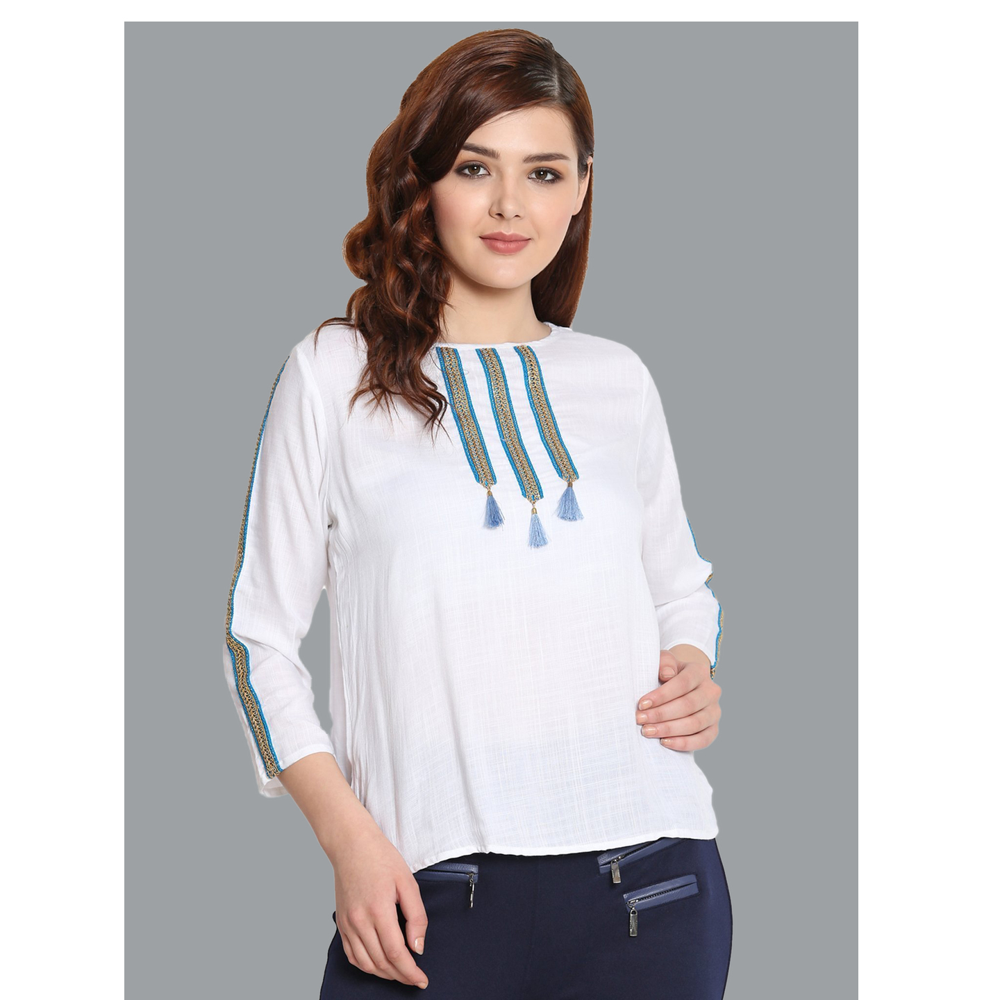 Paretto White Detailed Embroidered Top  Limited Edition