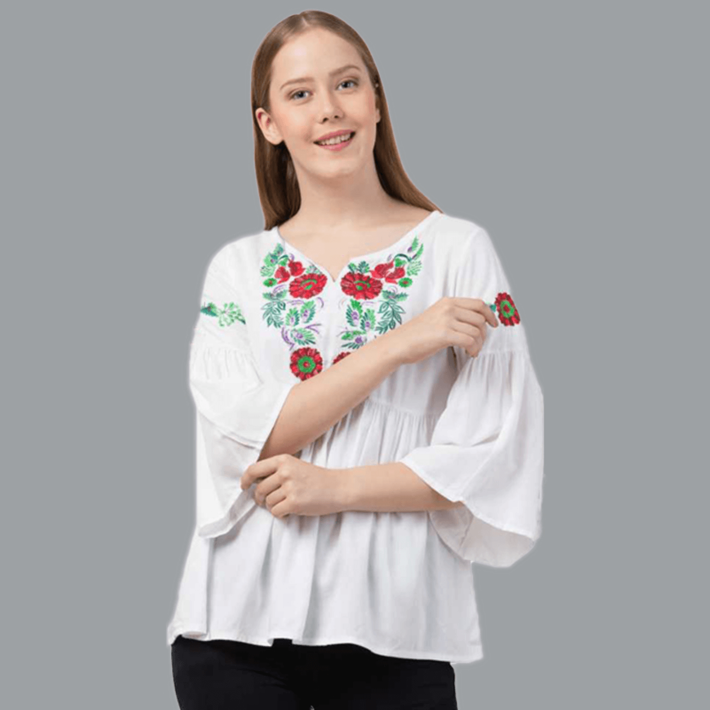 Paretto Detailed Embroidered White Top  Limited Edition