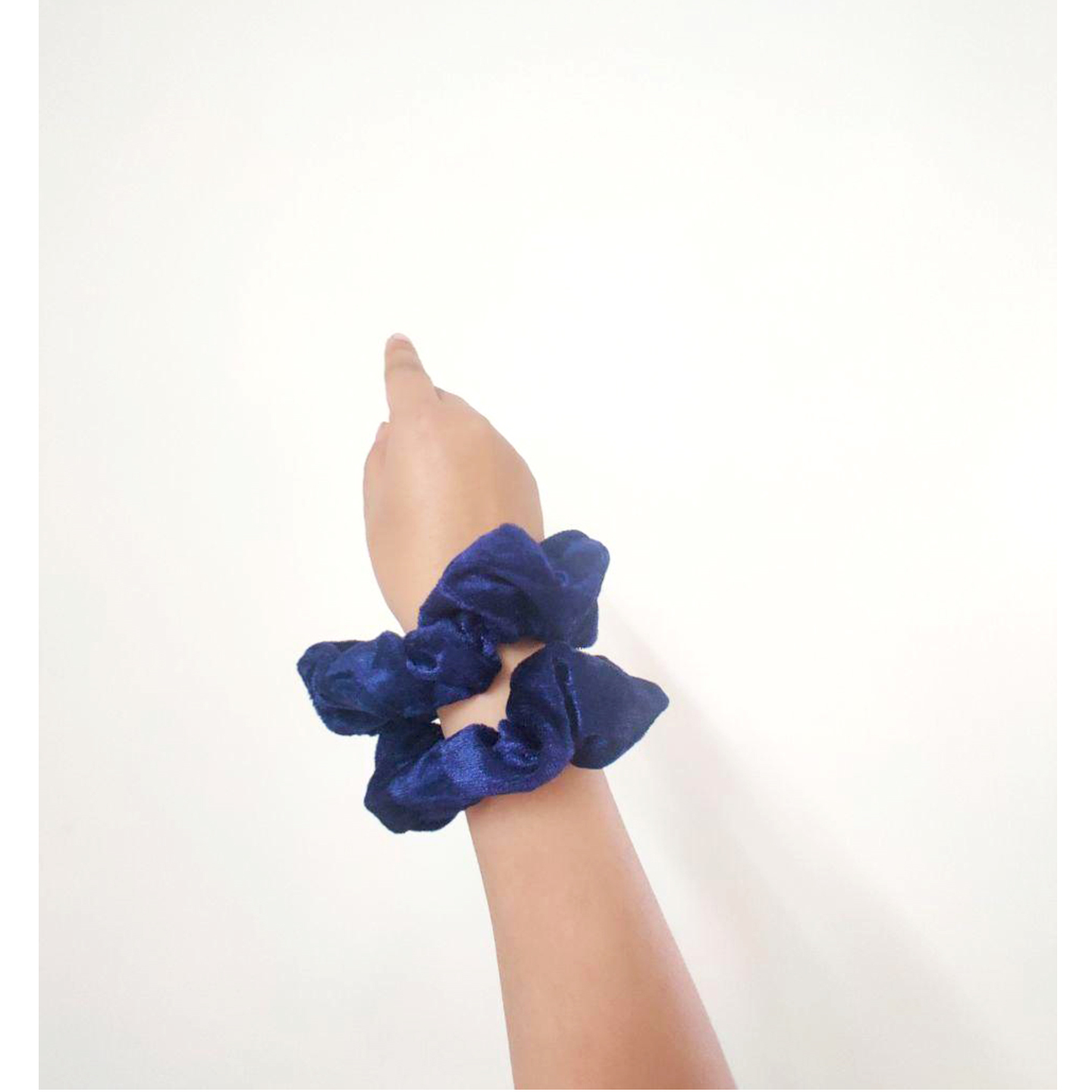 Paretto Premium Navy Blue Velvet Hair Scrunchies Ties Pack of 2 for Women and Girls