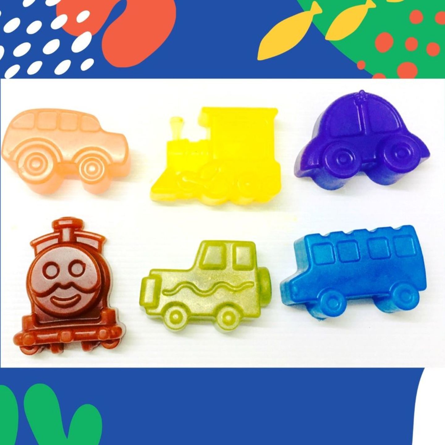 Vehicle Shaped Glycerine Soap Set of 6 in Assorted Shapes and Fragrances