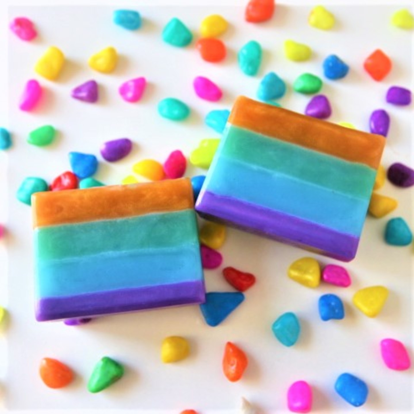 MRIJA Confetti Layered Rainbow Soaps - Set of 2 (100 gms each) in a Floral Gift Box