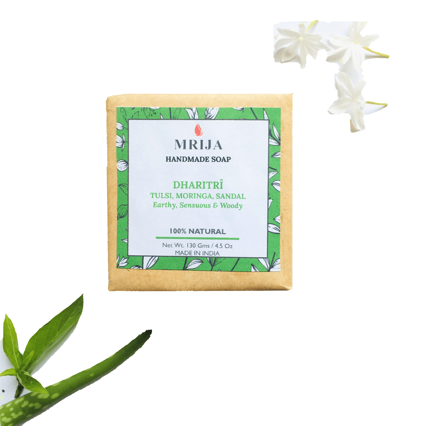 MRIJA Coldprocess Handmade Soap DHARITRI- Tulsi, Moringa & Sandal SOAP 130 Gms