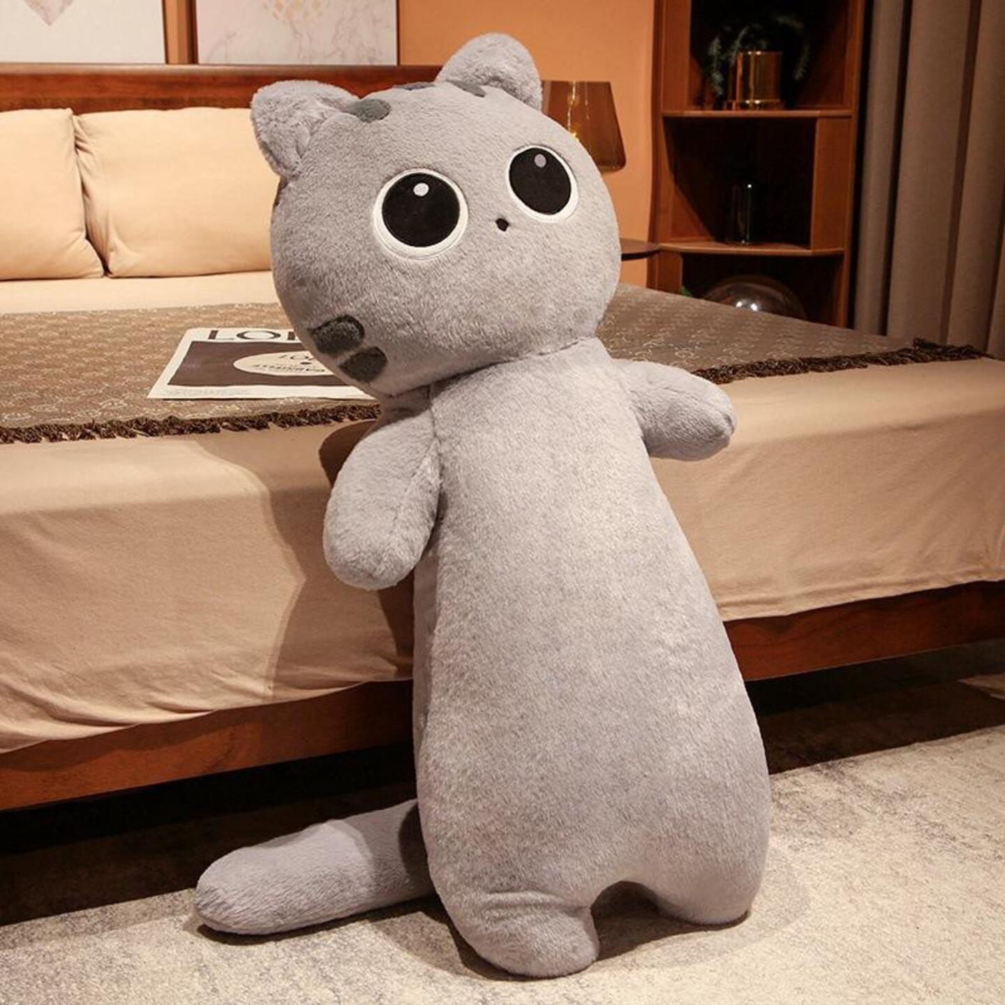 65cm  Cat Stuffed Animal Pillow Black Gery White Yellow Cats Plush Toys Pillow Long Body Animal Pillows