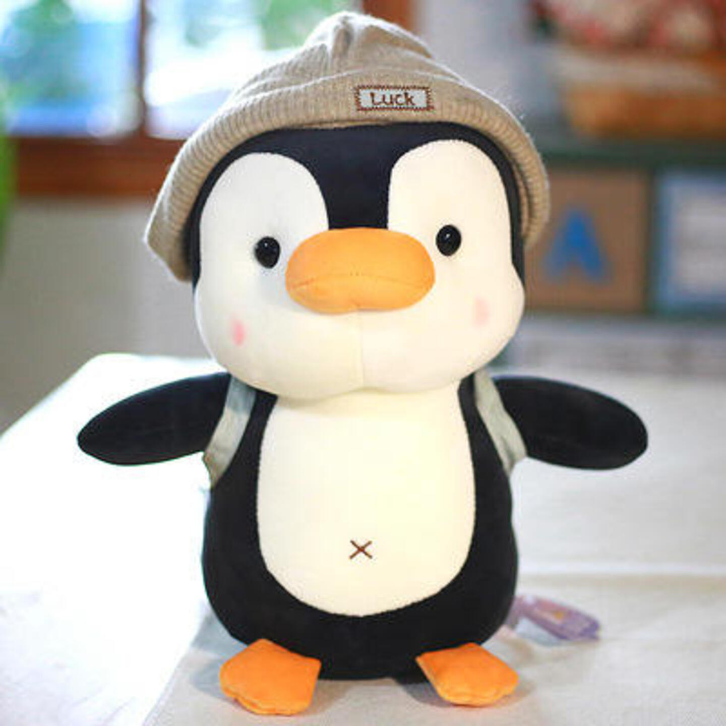 Custom High-Quality Handmade Stuffed Winter Cap Penguin Toy