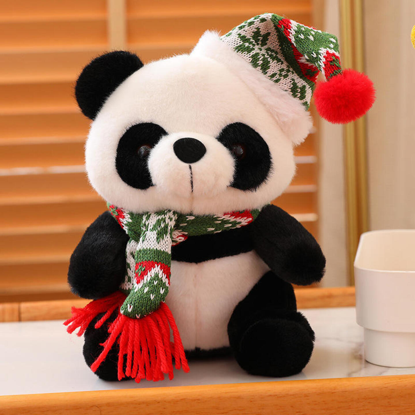 Red Plush Panda Toy Christmas Panda Stuffed Animal Toys For Kids