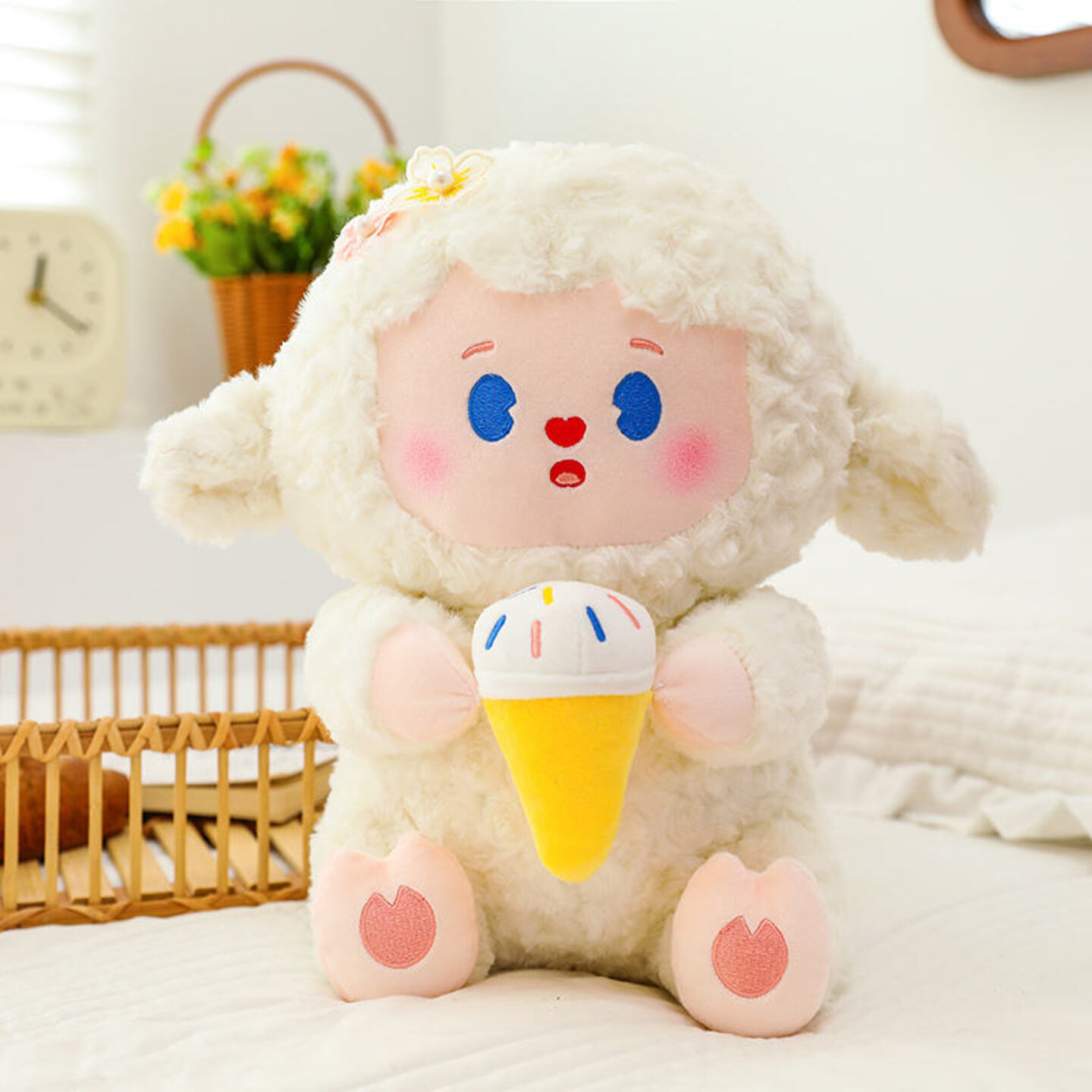 Direct Sales Cartoon Ice Cream Little Plush Little Sheep Doll Sleeping Comfy Plush Toys