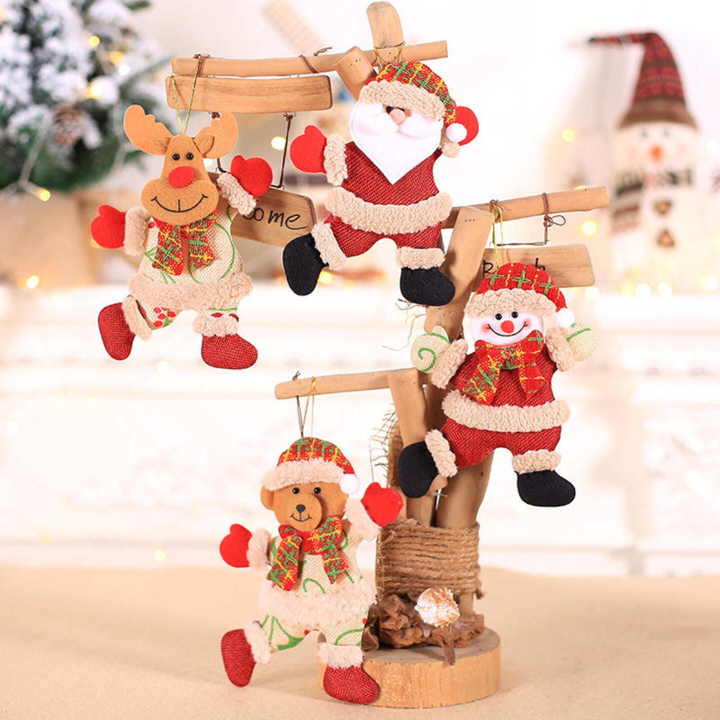 Wholesale Christmas Hanging Tree Ornaments Santa Claus Figurines Xmas Home Decorations