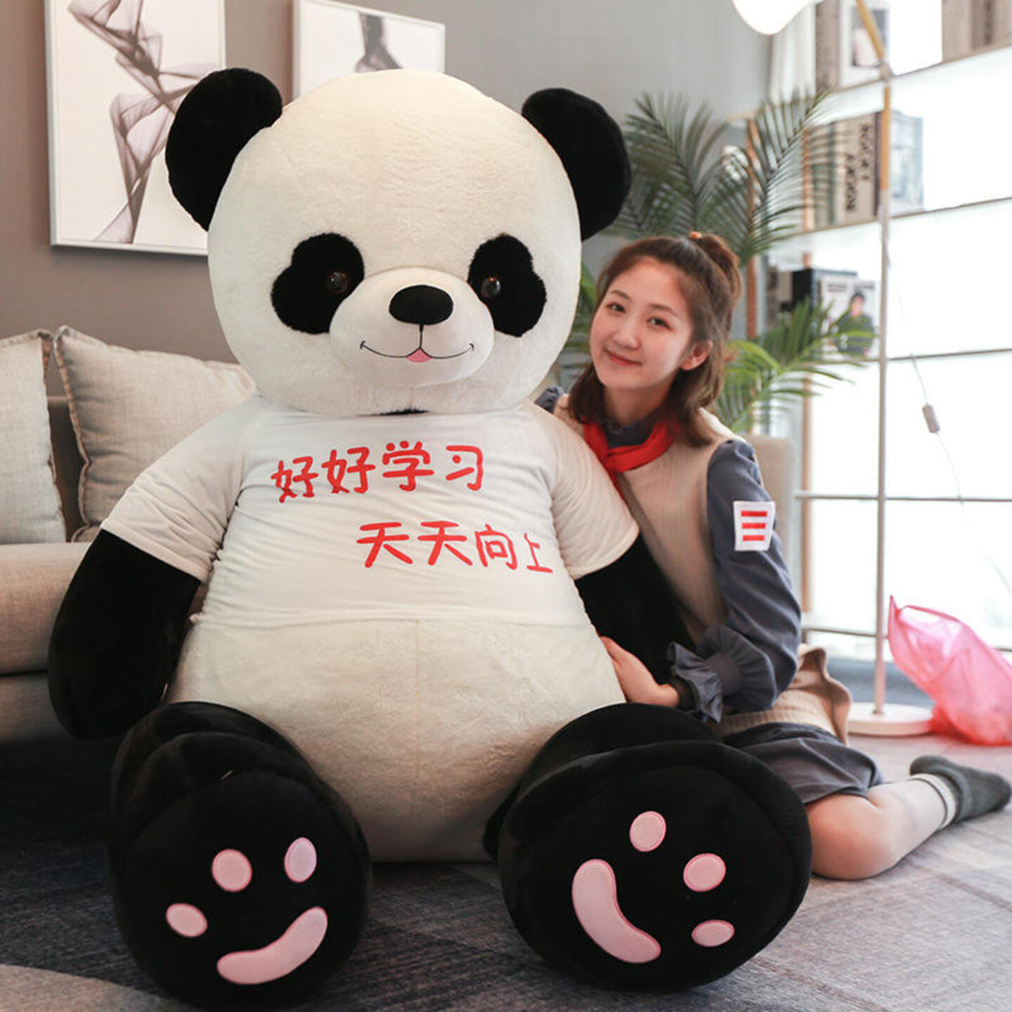 Hot sell panda teddy bear attractive styles low moq custom plush toy