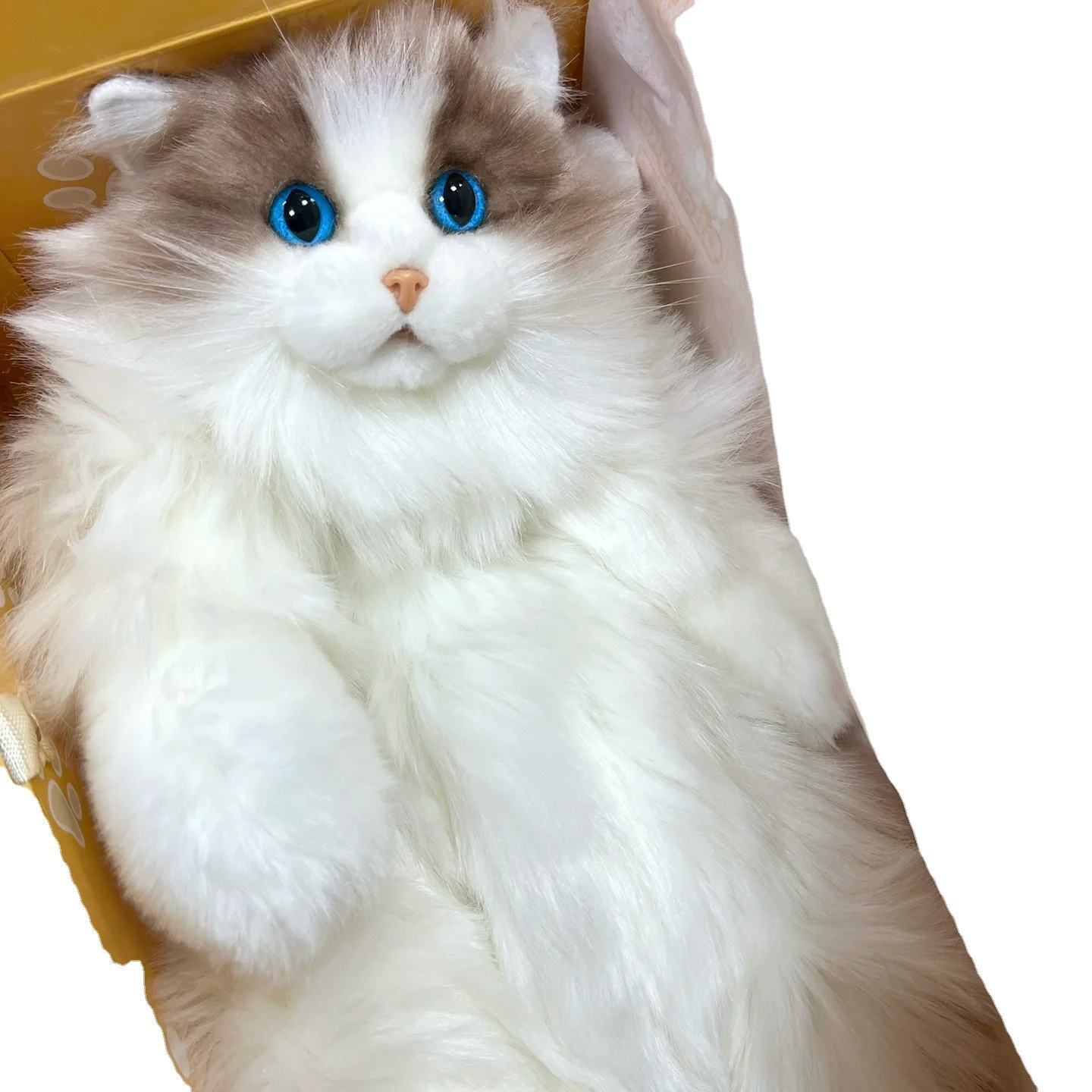 White Brown  Cats Plush Toy Car Home Decoration Persian Cat Plush
