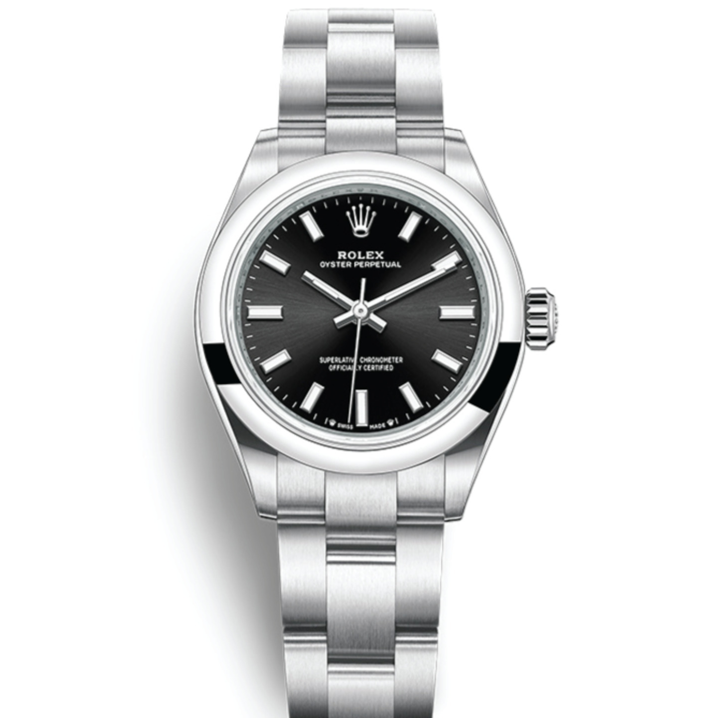 Rolex Oyster Perpetual 28mm 亮黑色錶面蠔式錶帶腕錶