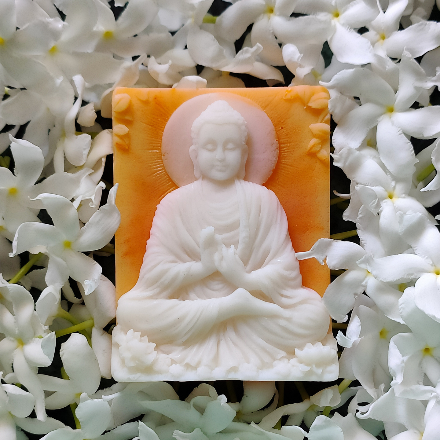 Saffron Gautam Buddha Soy Wax Statue