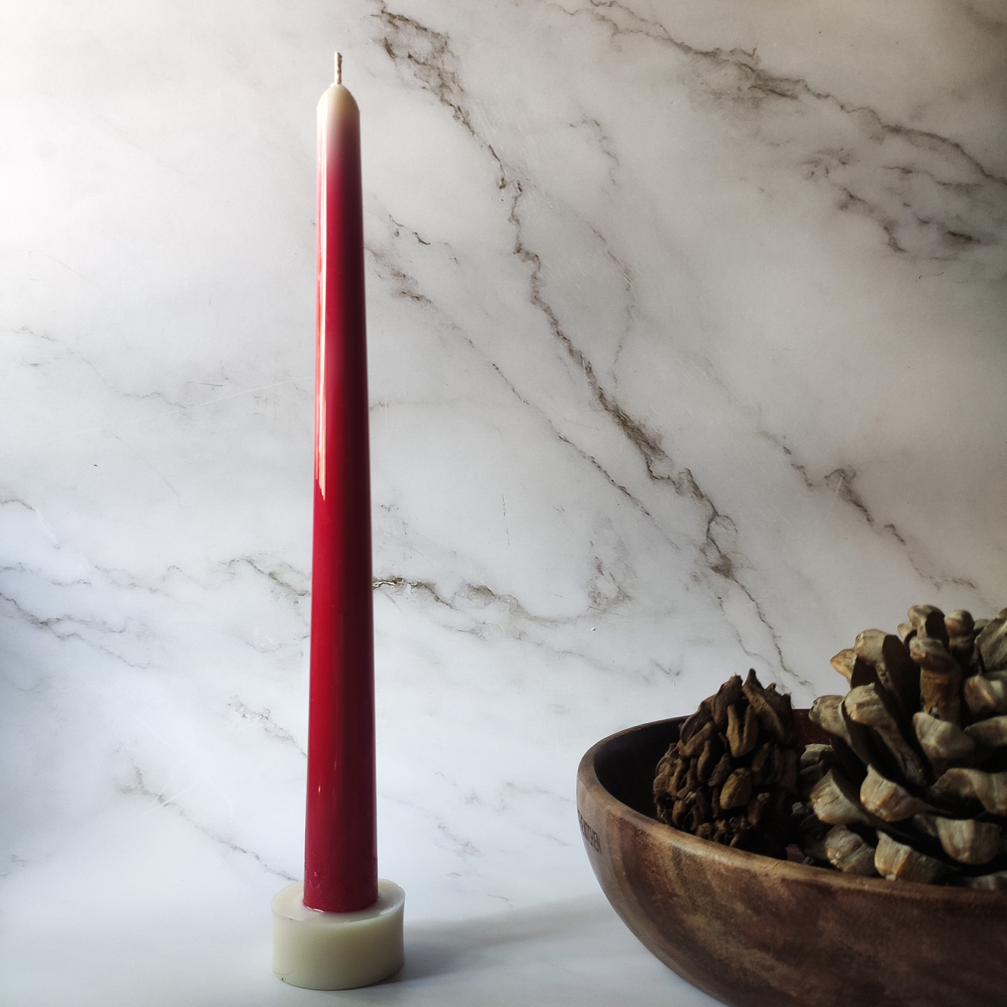 Red & White Tapering Candle