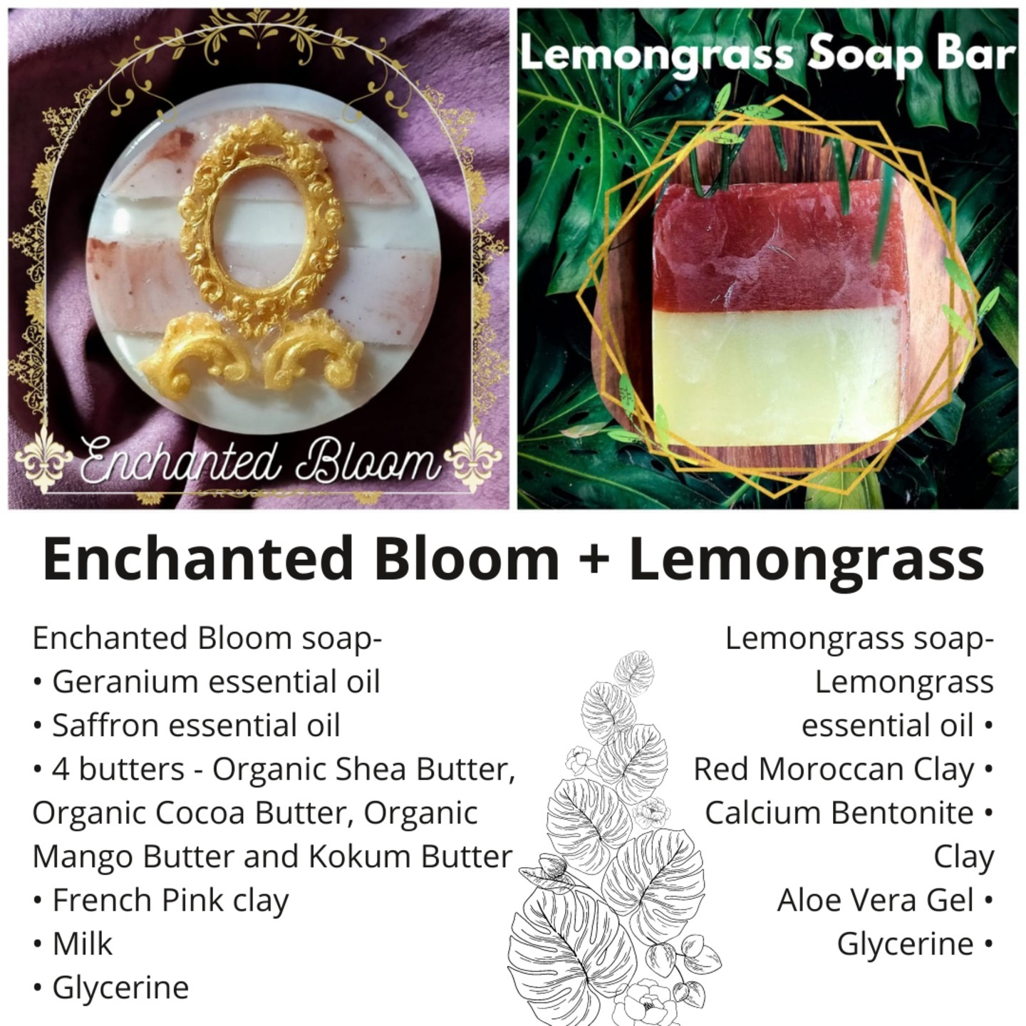 Enchanted Bloom Soap and Lemongrass Soap Bars