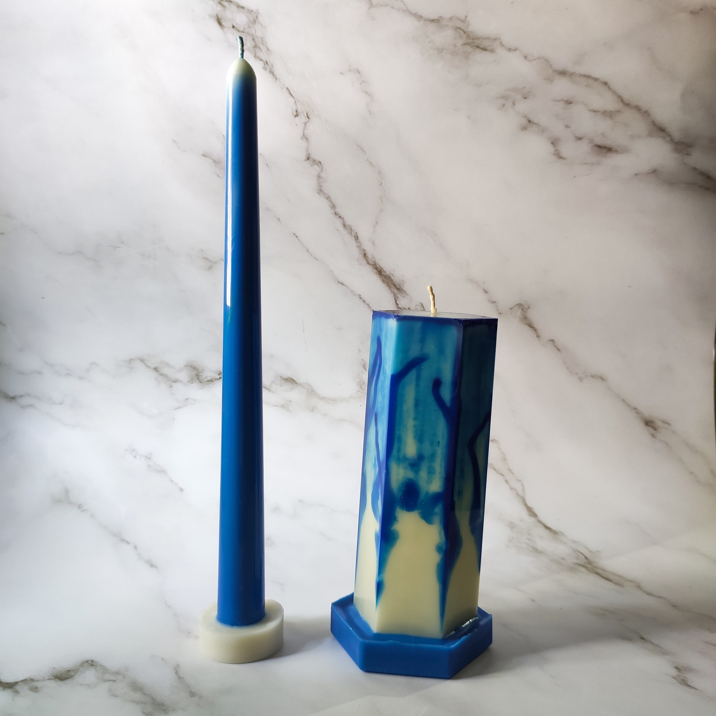Blue Pillar Candle Combo