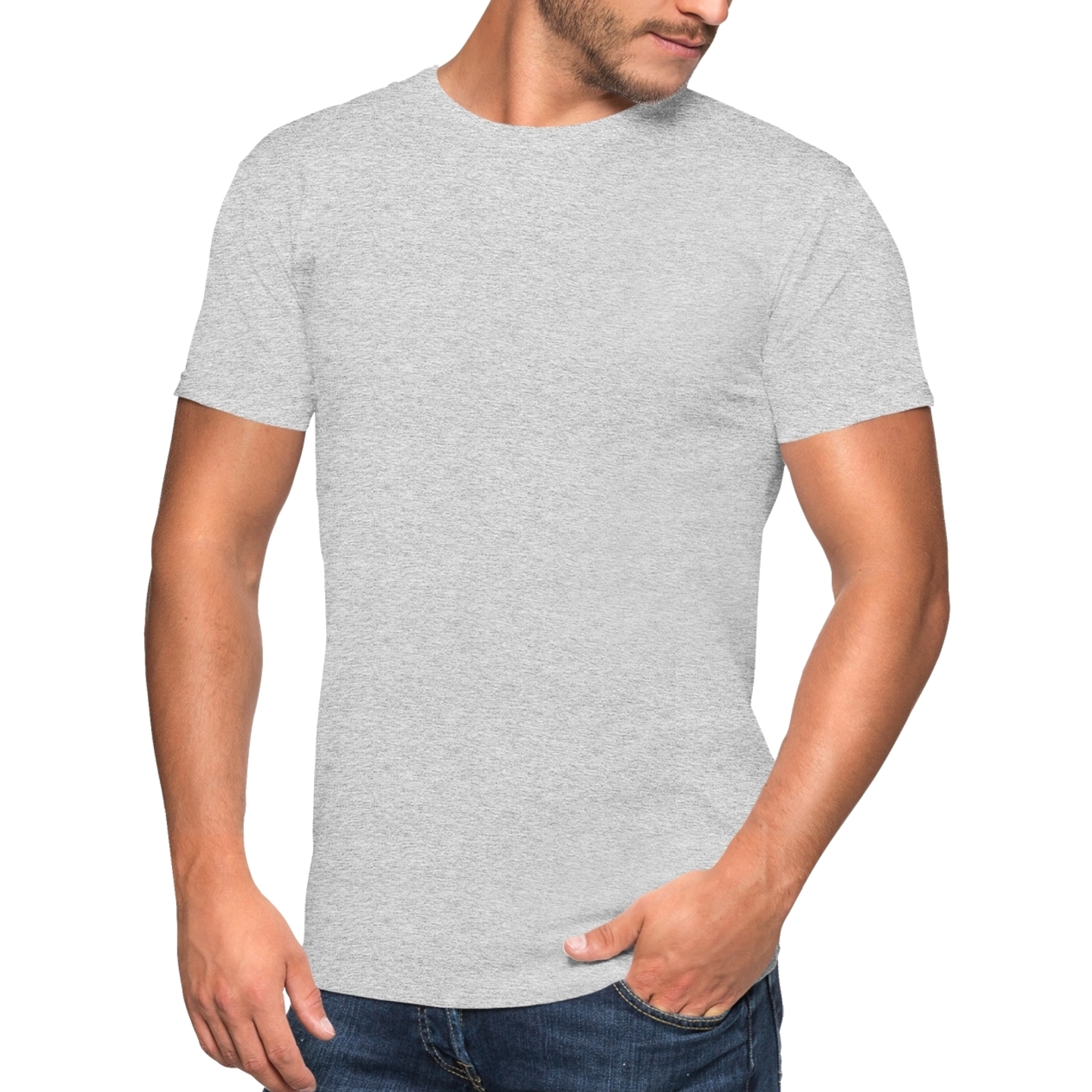 Download Premium Biowash Cotton Round Neck Grey Melange T-shirt