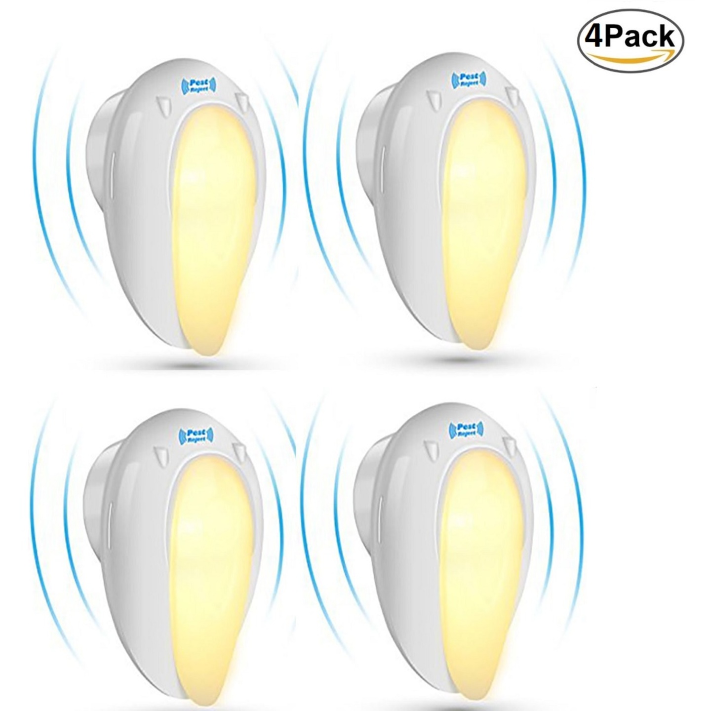 Ultrasonic Pest Repeller with Night Lamp - Pack of 4