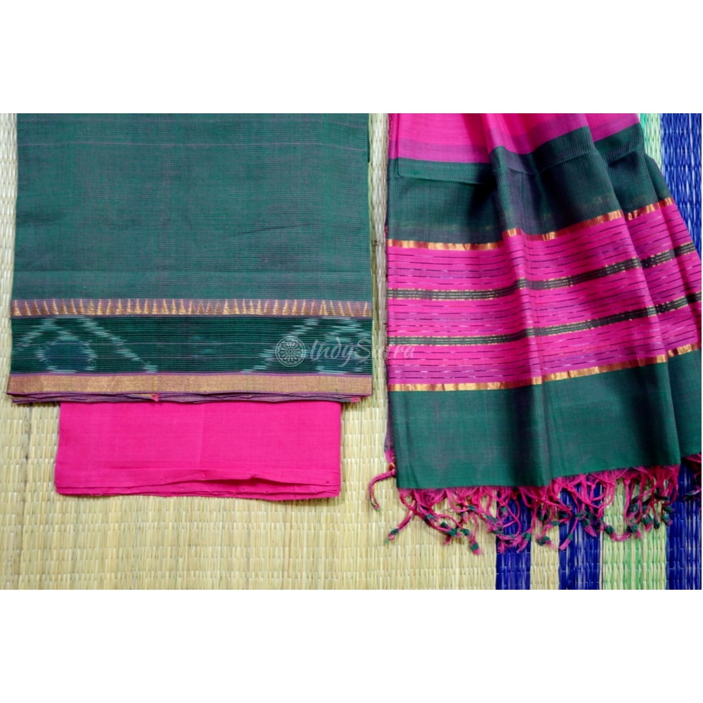 Green and Pink Dress Material