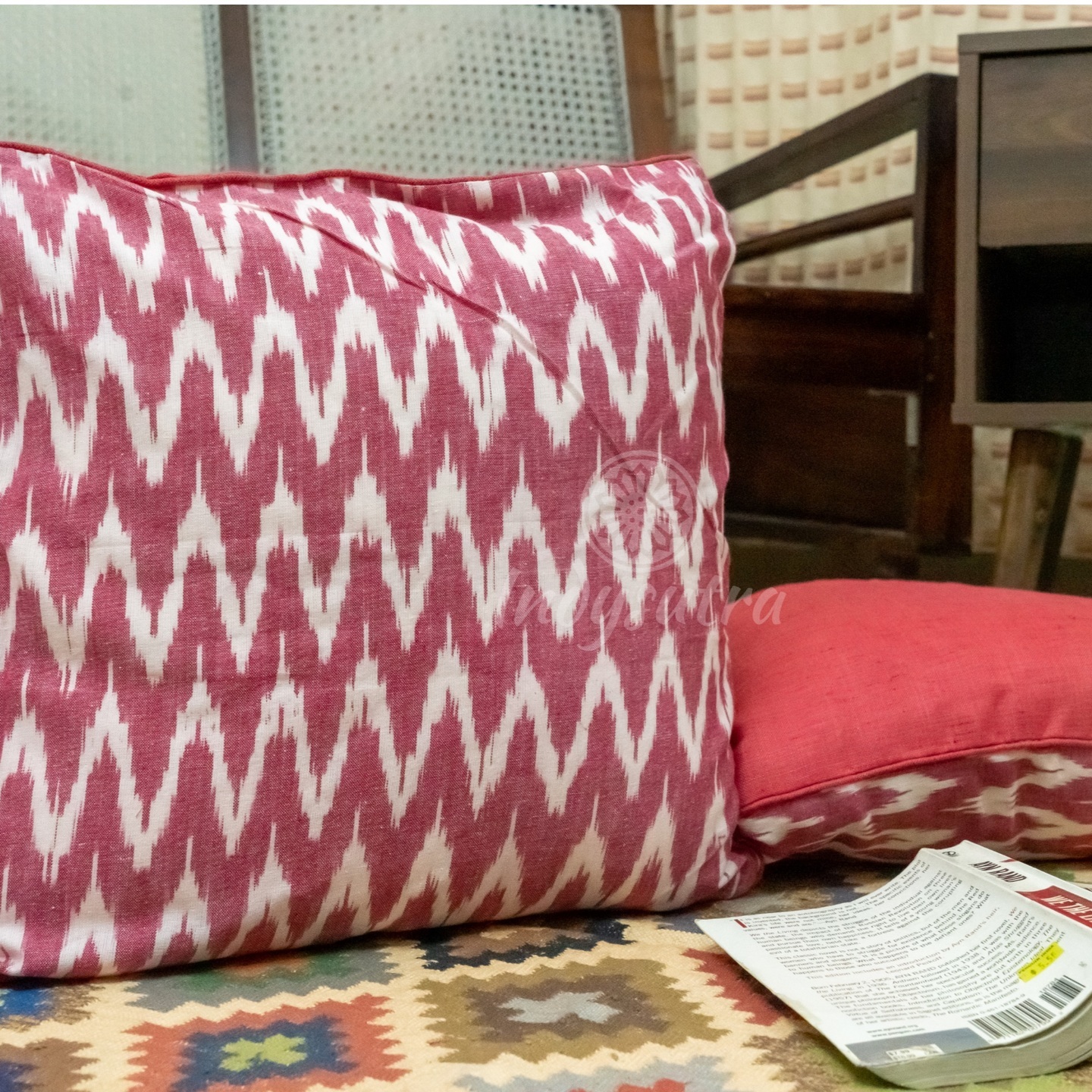 Red Ikat Cushion Covers set