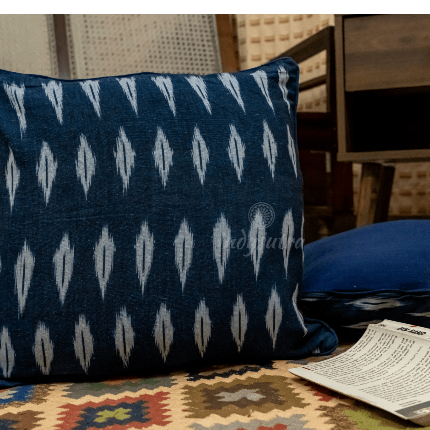 Blue and White Ikat Cushion Cover set