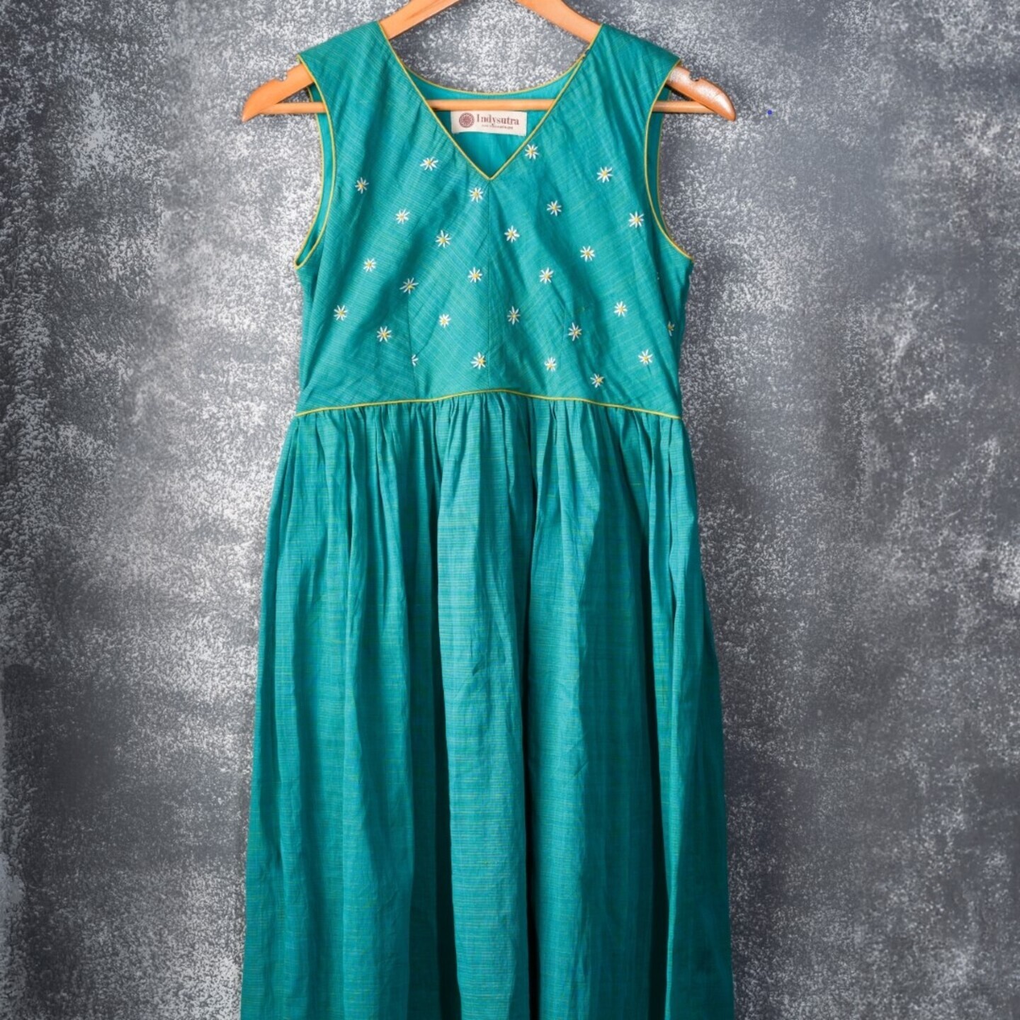 Green Kadhi and handwork dress - Ratna Prabha