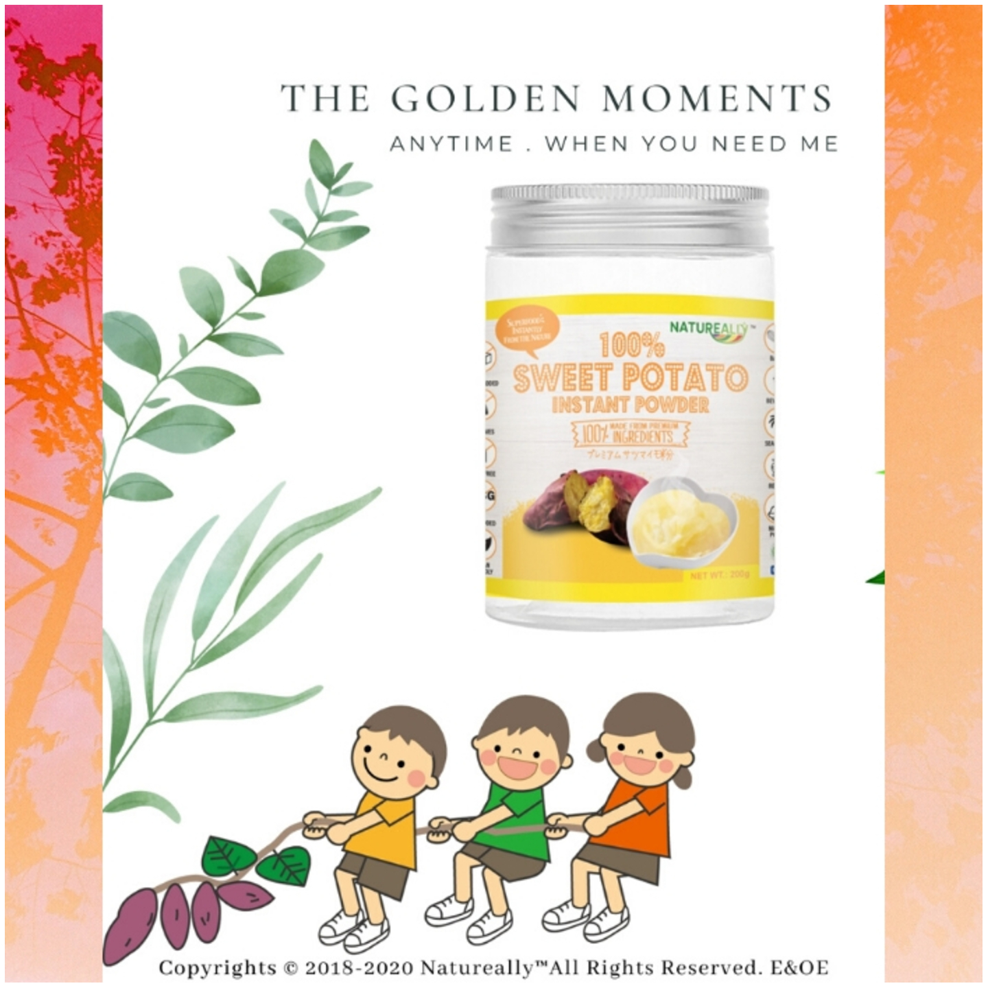 NATUREALLY  100 All Natural and Instant Golden Sweet Potato Premium Powder 200G All Ages FREE SCOOP INSIDE