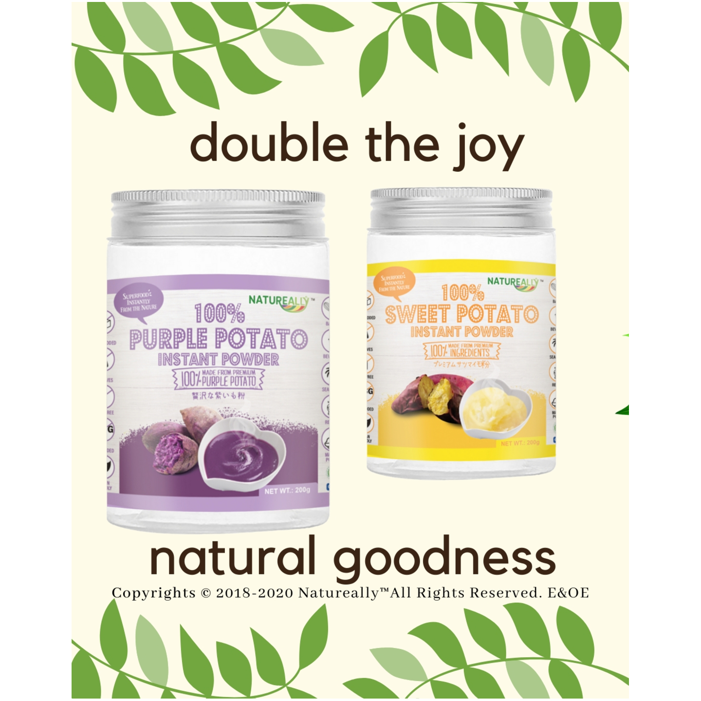 NATUREALLY All Natural Instant Sugar Free Purple Sweet Potato Premium Powder. Best Pure Natural Vegetable Powder. Best Selling Purple Potato Powder In Singapore.