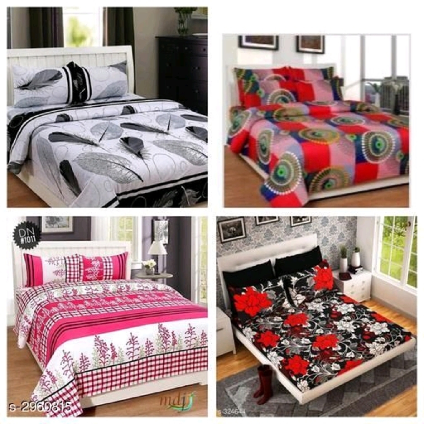 Unique Comfy Poly Cotton Printed Double Bedsheets Combo Vol 1