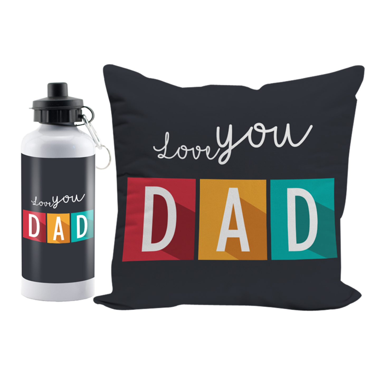 LOF I Love Dad Gifts For Father's Day and Birthday Anniversary 12x12 Cushion Cover and Sport Sipper Water Bottle combo