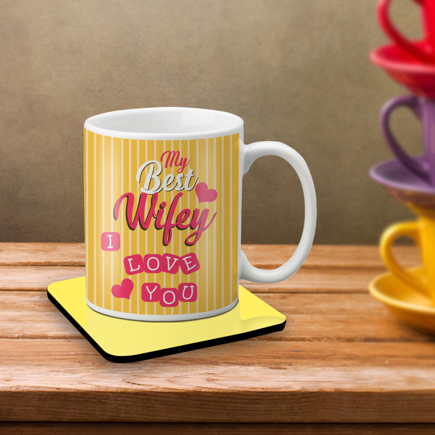 LOF My Best Wifey I Love You Val;entine gifts and Birthday Anniversary 325 ml Ceramic Coffee Mug