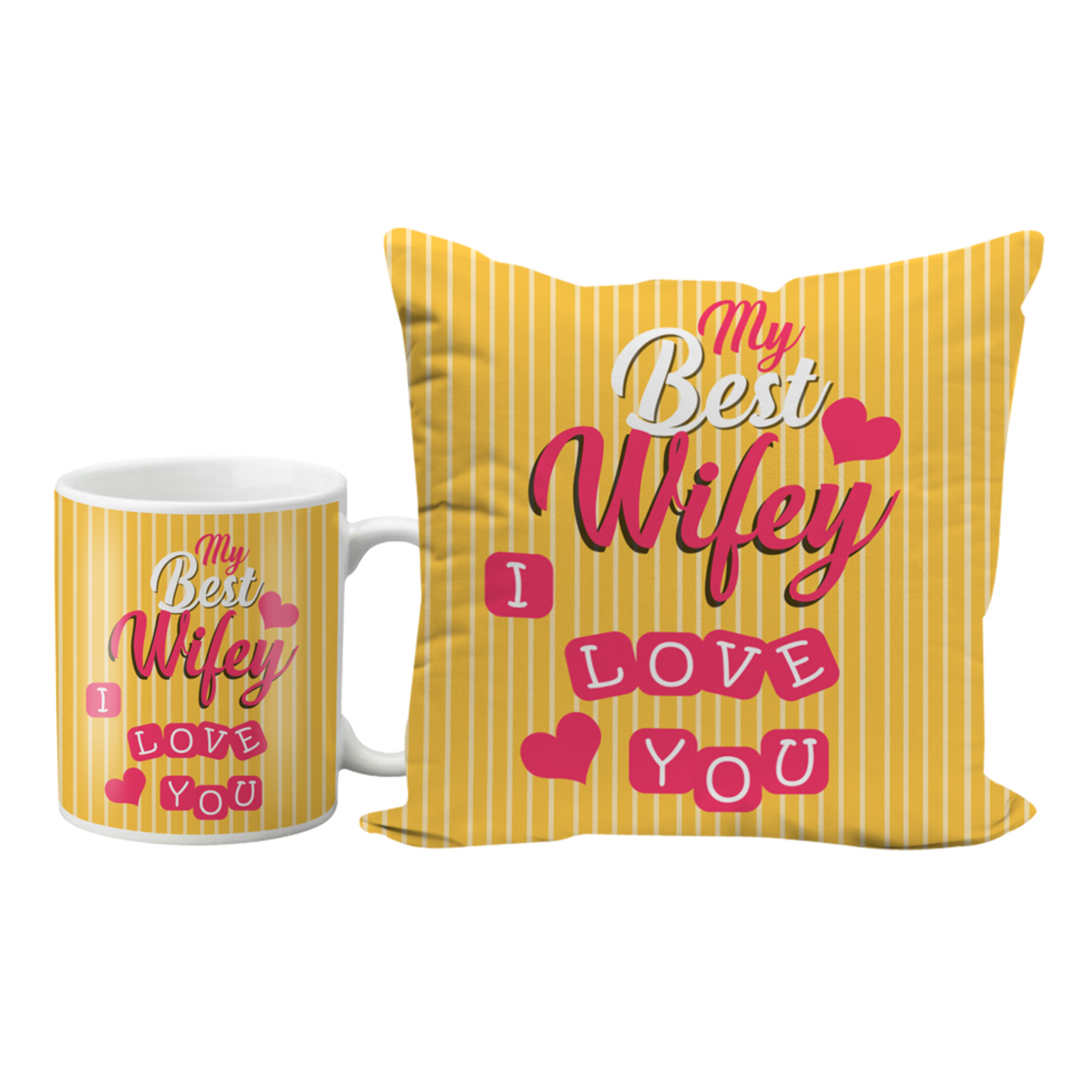 LOF My Best Wifey I Love You Val;entine gifts and Birthday Anniversary12x12 Cushion Cover and Ceramic Coffee Mug combo