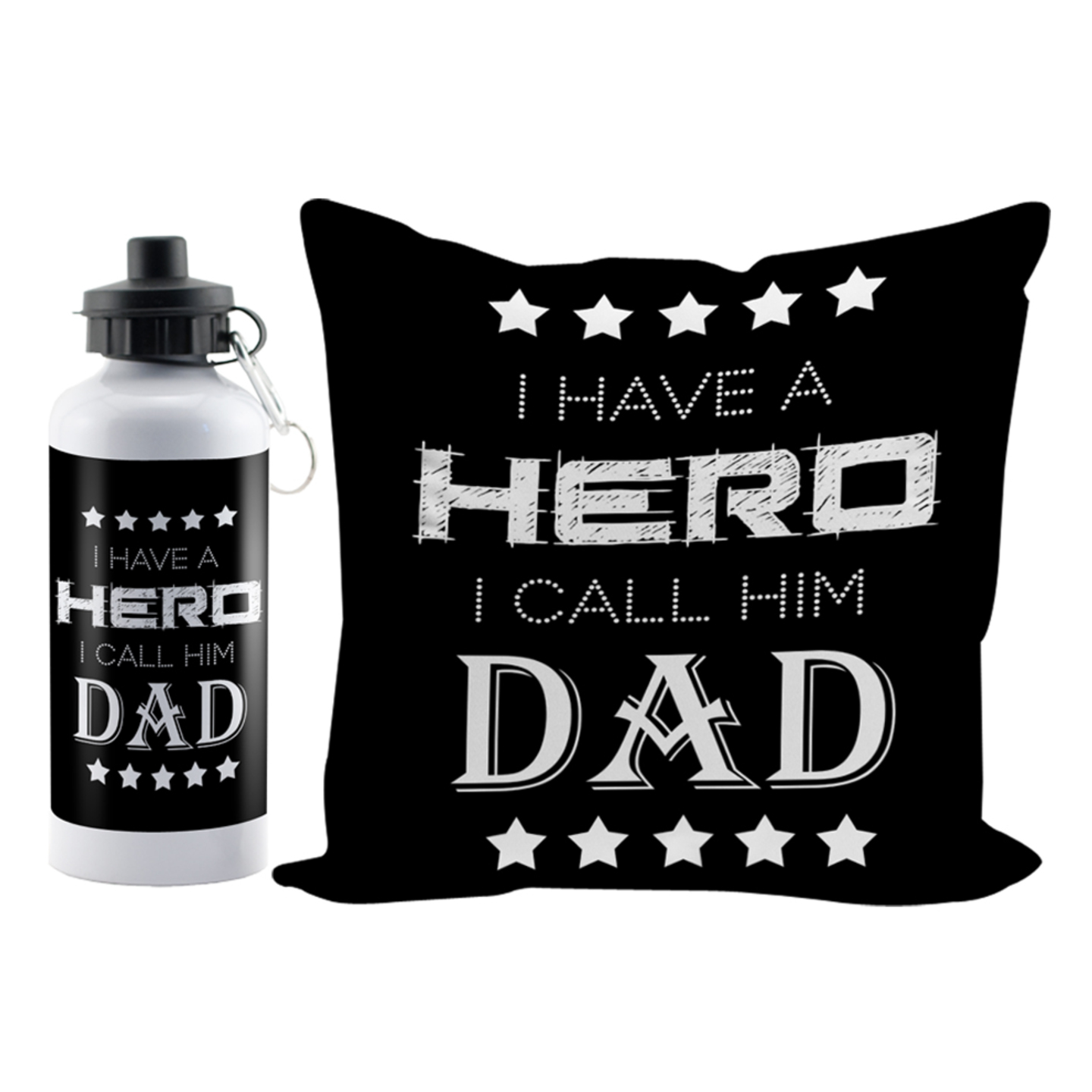 LOF I Have A Hero I Call Him Dad Gifts For Father's Day and Birthday Anniversary 112x12 Cushion Cover and Sport Sipper Water Bottle combo