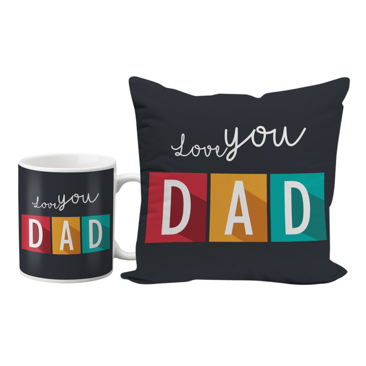 LOF I Love Dad Gifts For Father's Day and Birthday Anniversary 12x12 Cushion Cover and Ceramic Coffee Mug combo