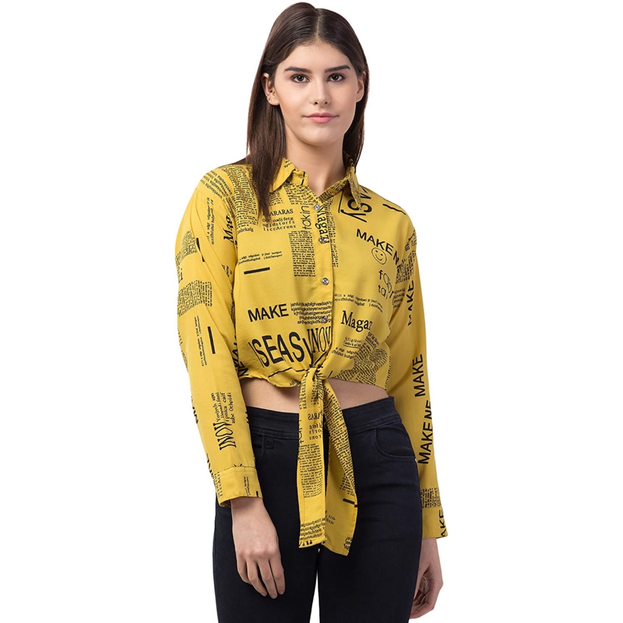 Women's Newspaper Pattern Shirt