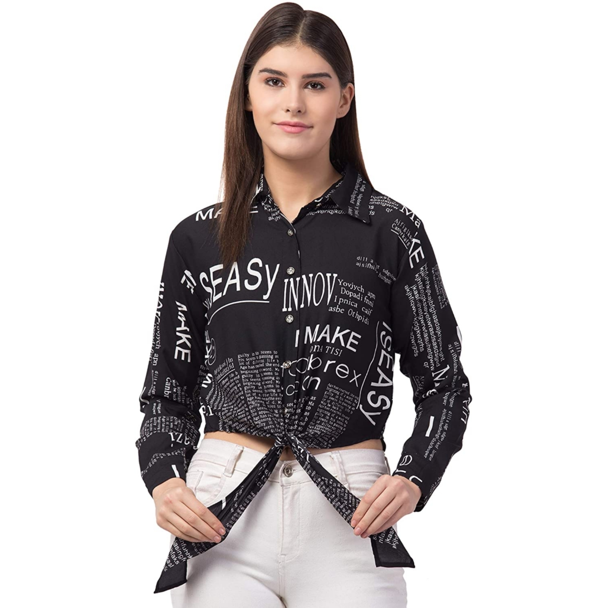 Women's Newspaper Pattern Shirt