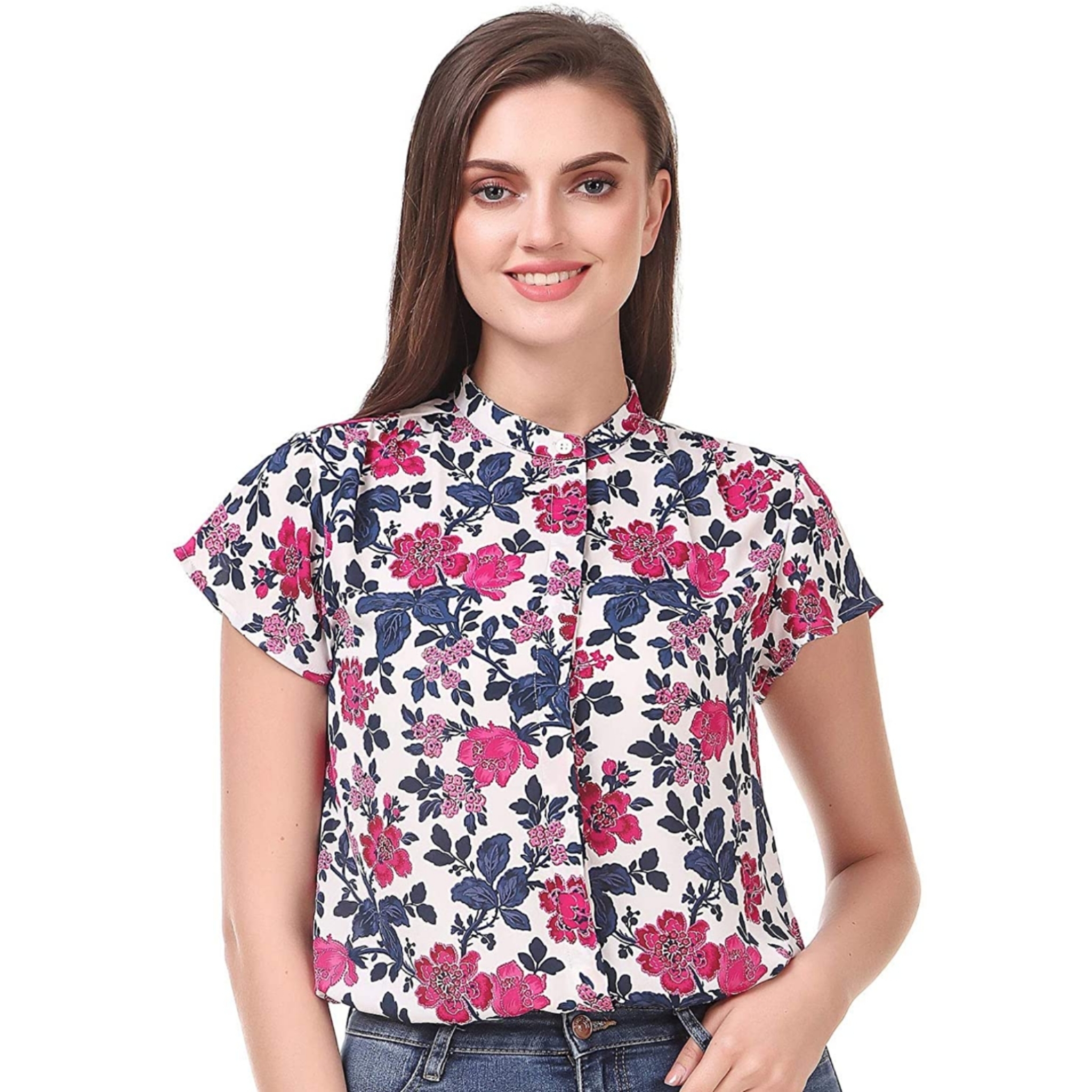 Women's Pleated Printed Regular Fit Top