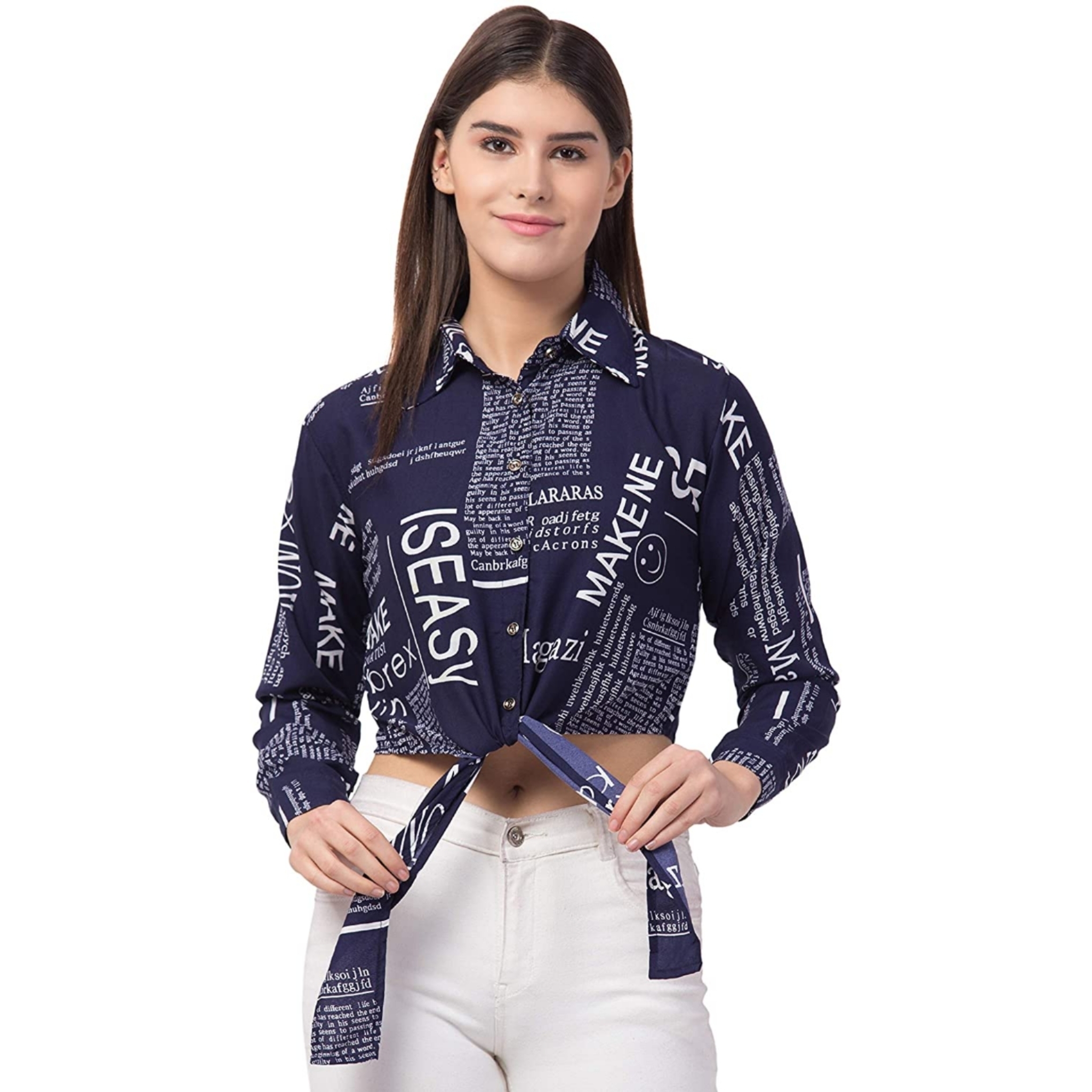 Women's Newspaper Pattern Shirt