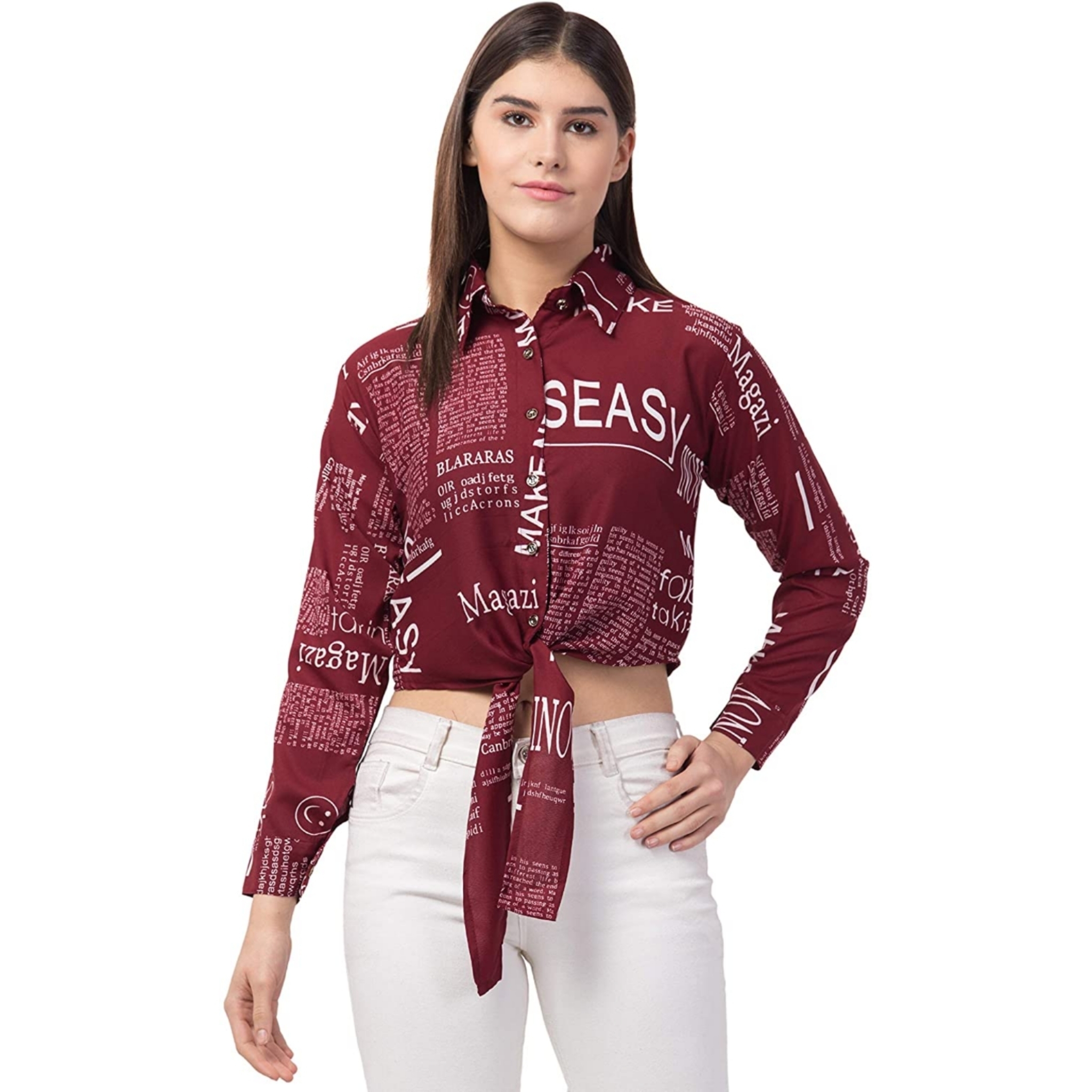 Women's Newspaper Pattern Shirt