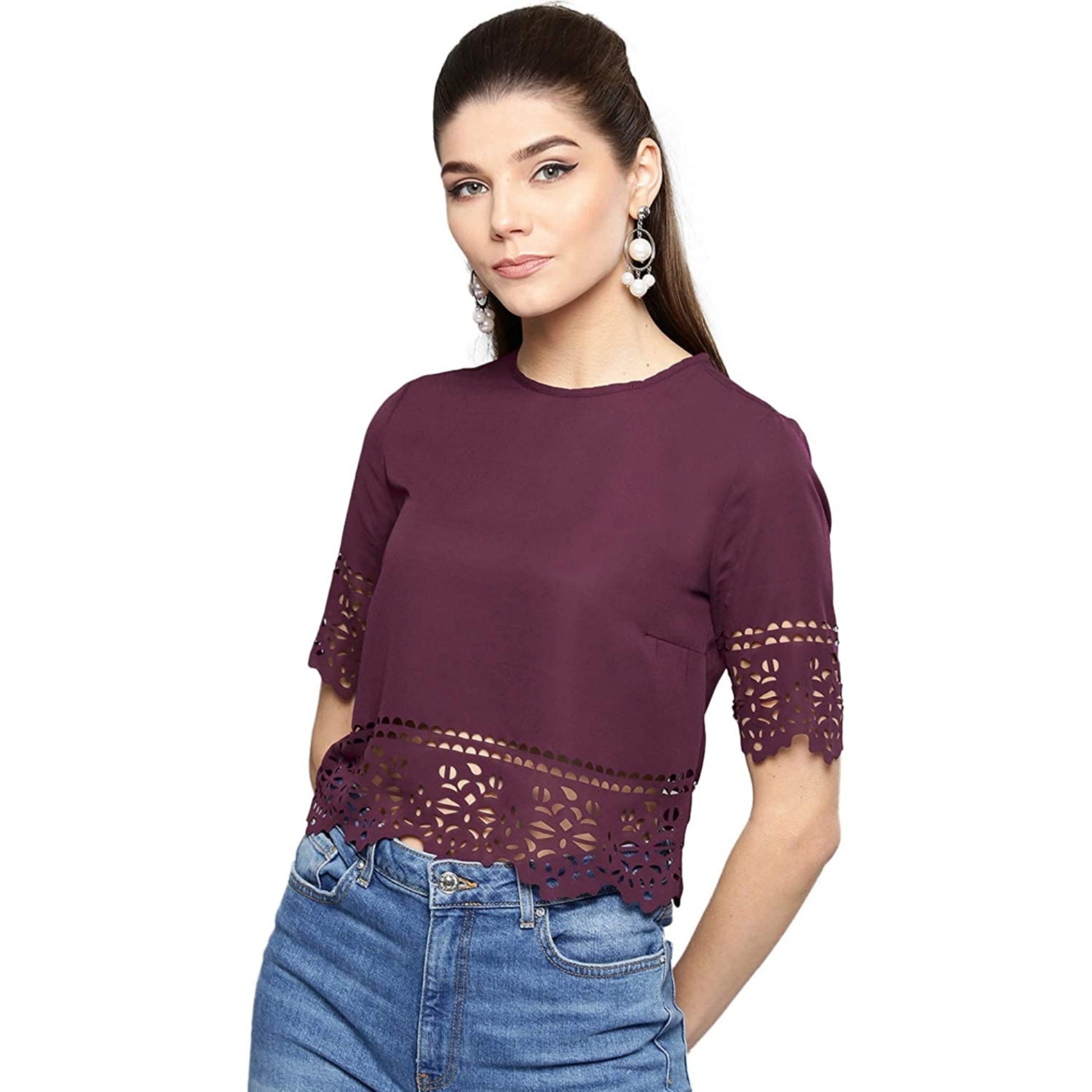 Women's Solid Round Neck Top