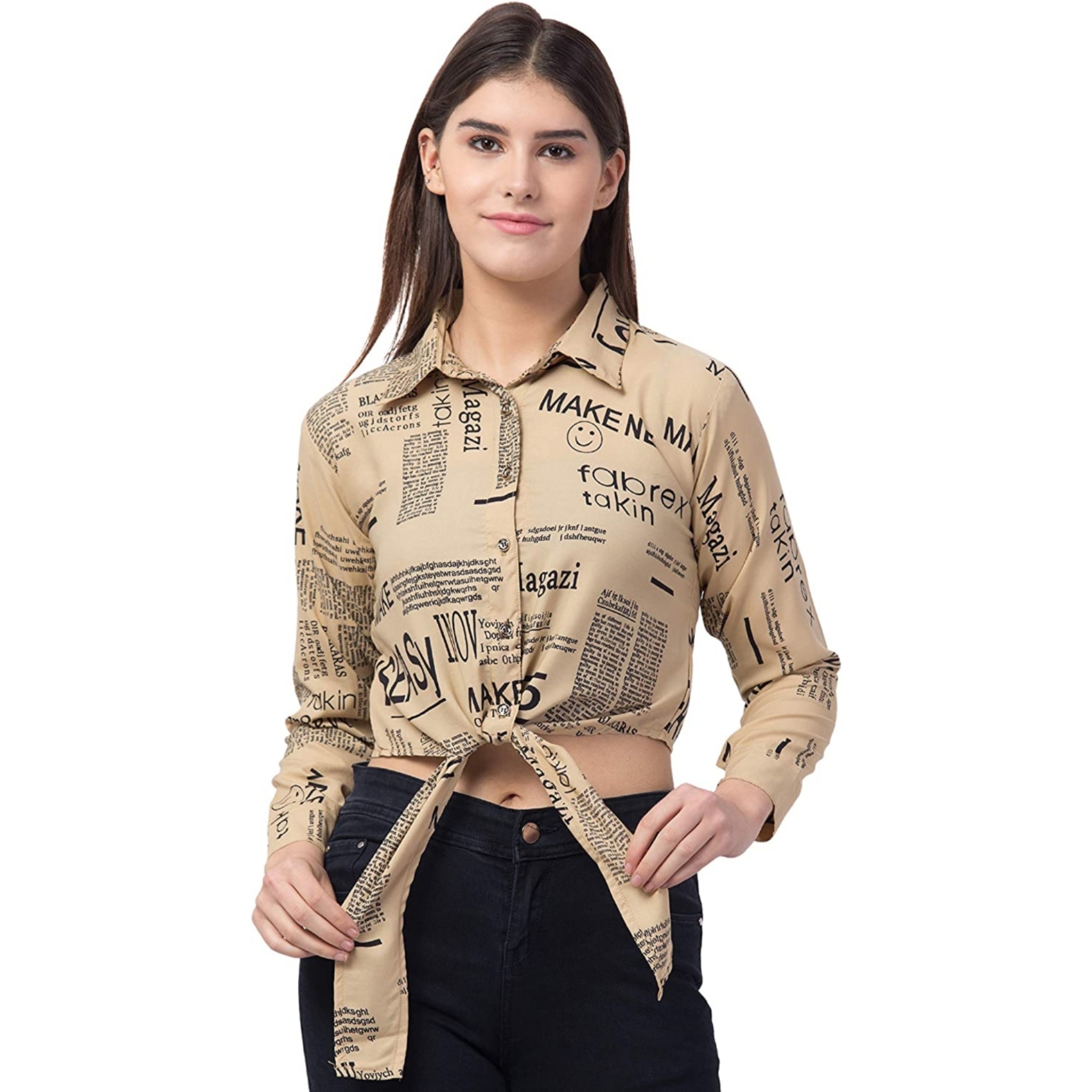 Women's Newspaper Pattern Shirt