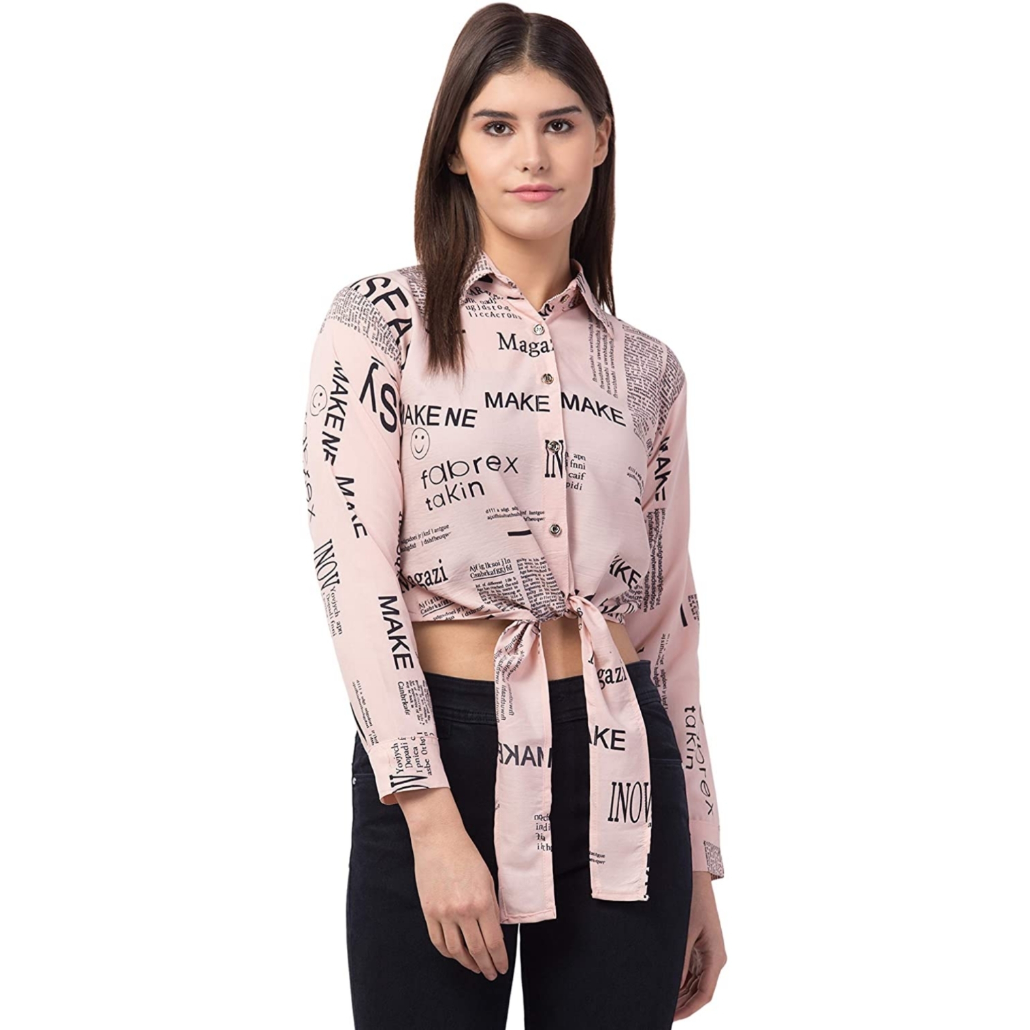 Women's Newspaper Pattern Shirt