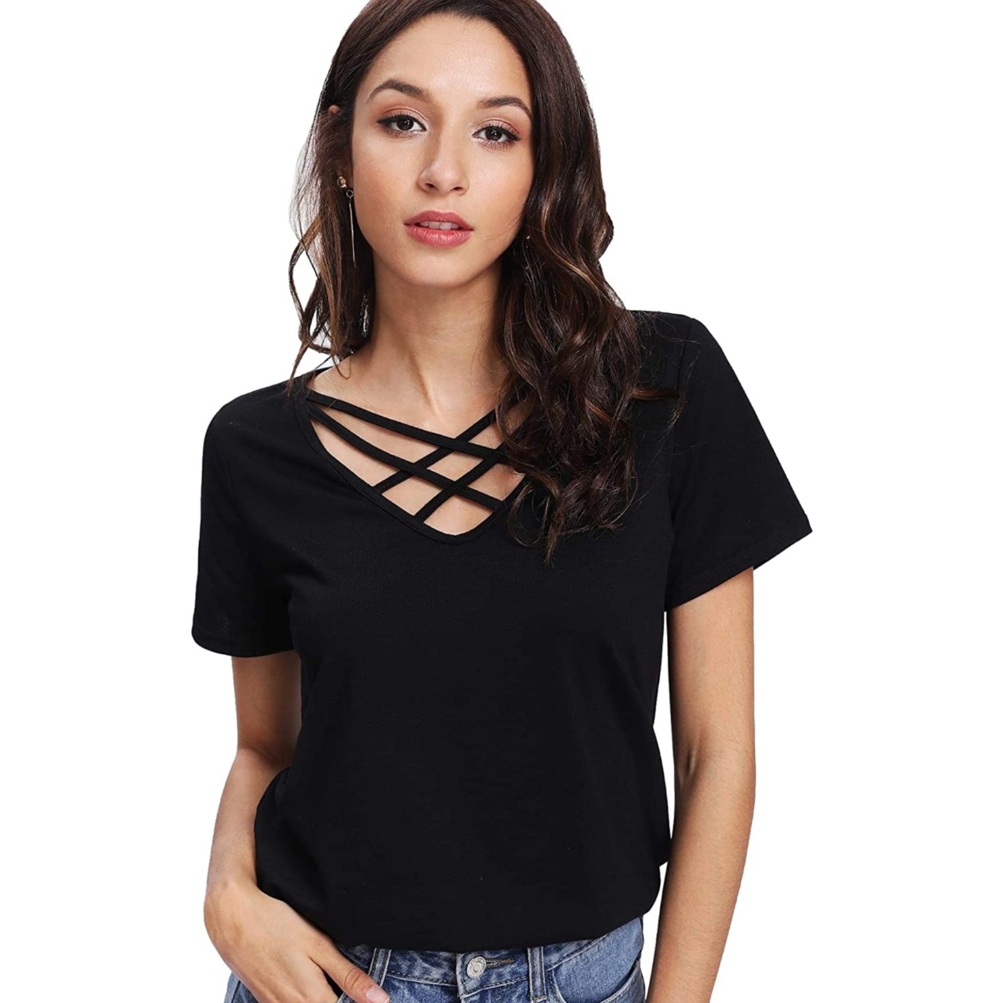 Women's Cross V-neck Top