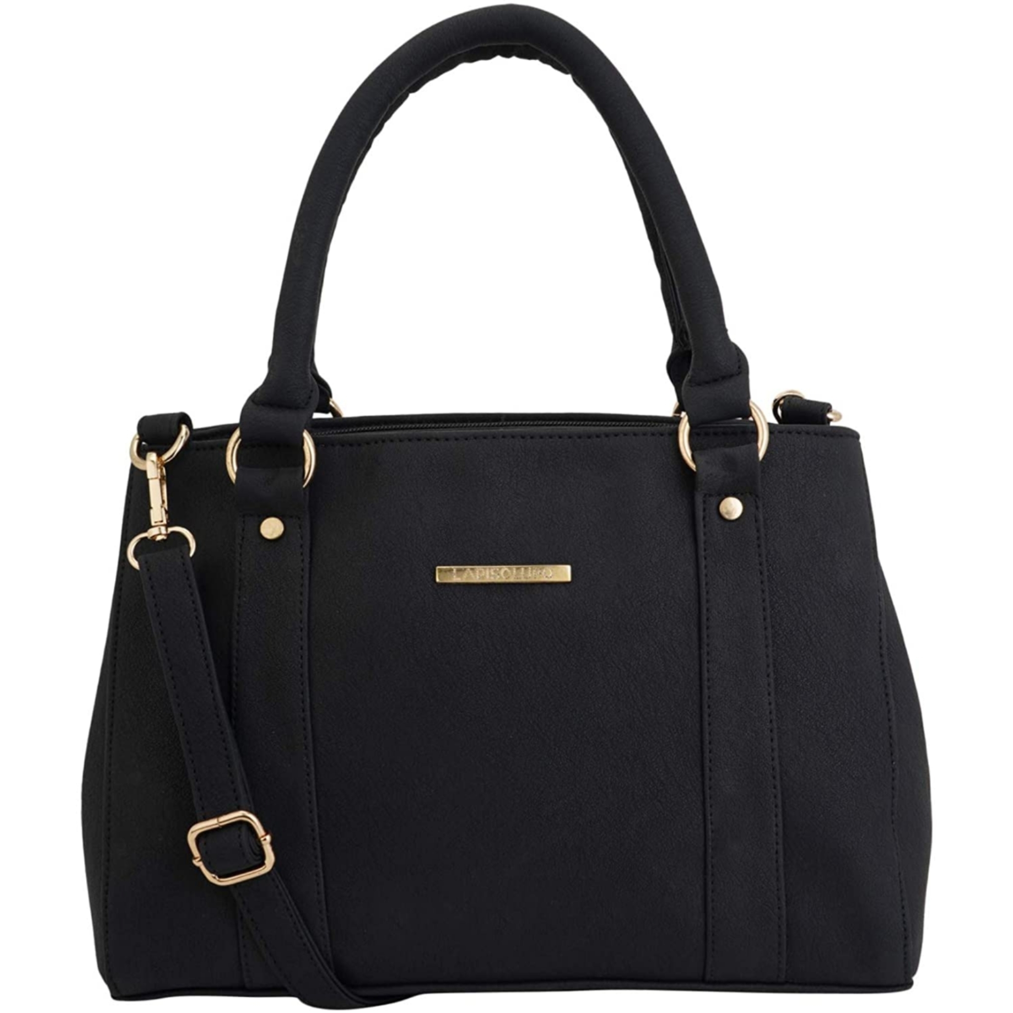 Women's Dark Black Faux Leather Handbag