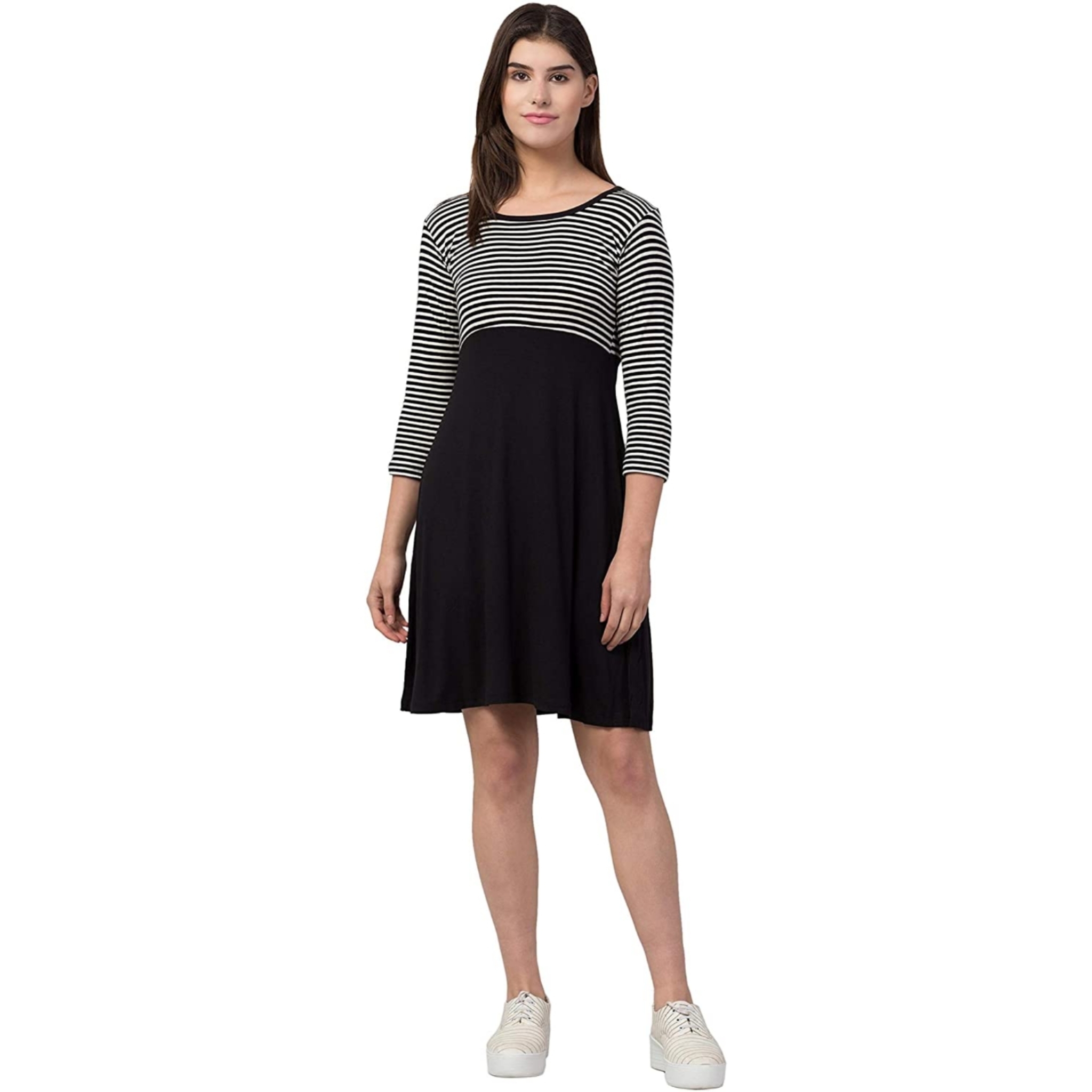 Women's Black Skater Midi Dress