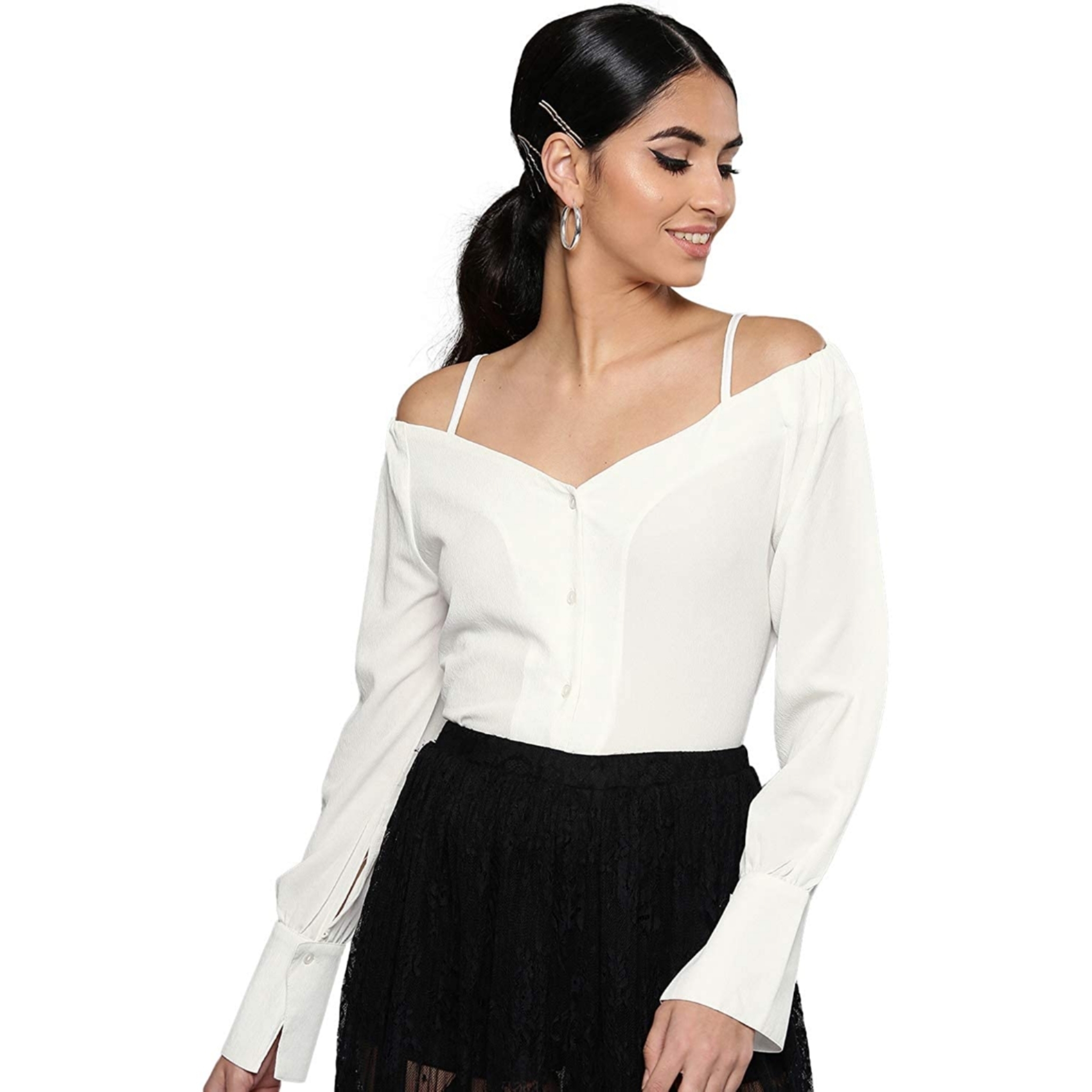 Women's Shoulder Strap Solid Top