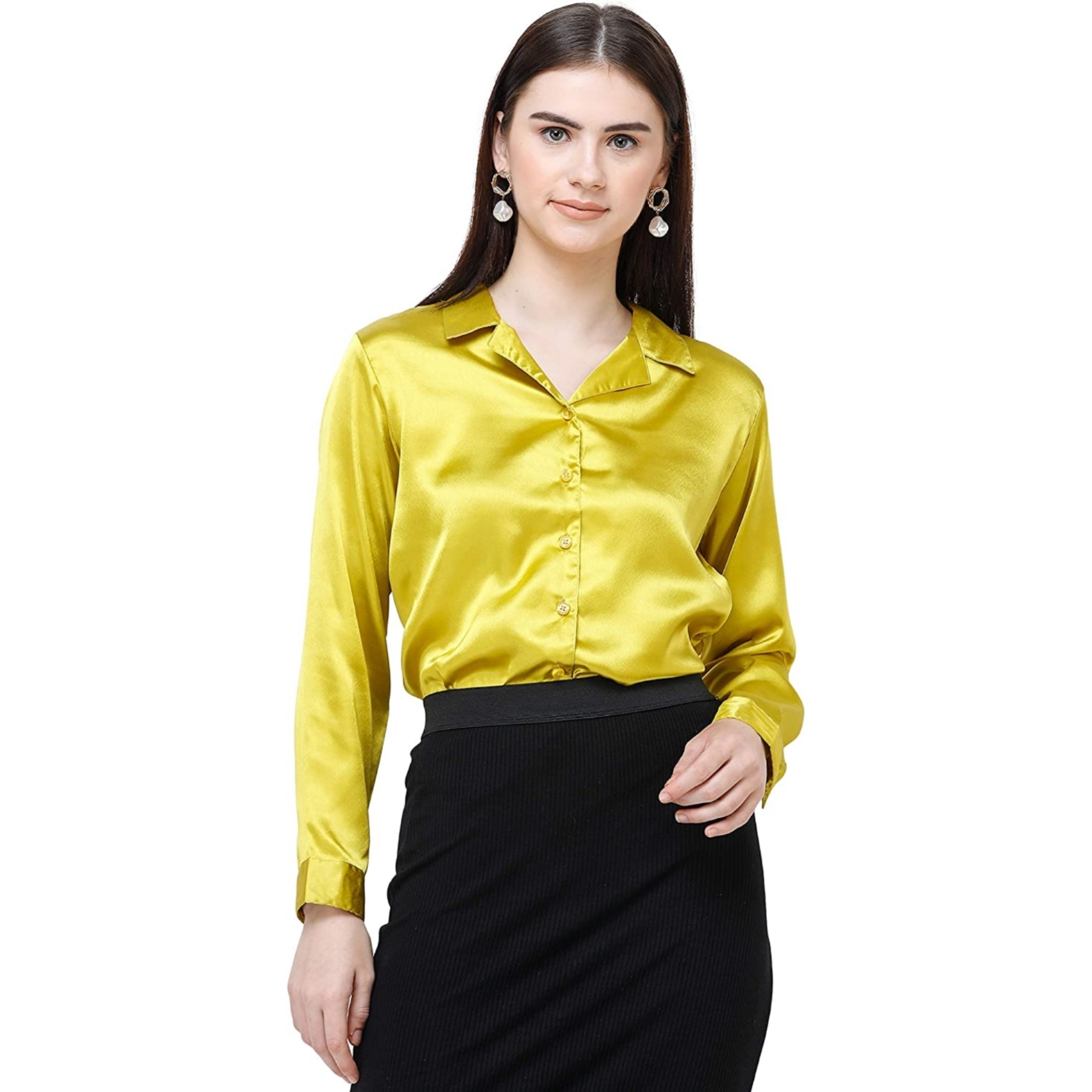 Women's Satin Fabric Collar Shirt