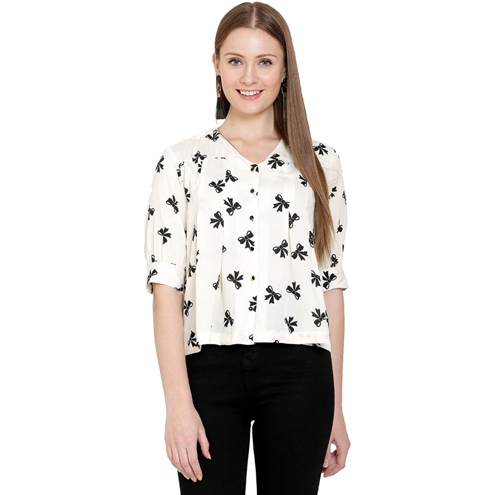 Women's White Printed Top