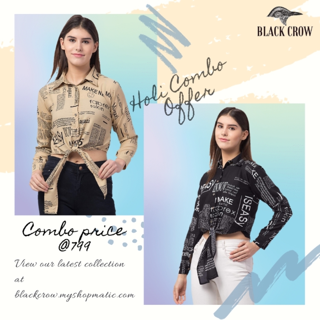 Women's Newspaper Pattern Shirt Combo