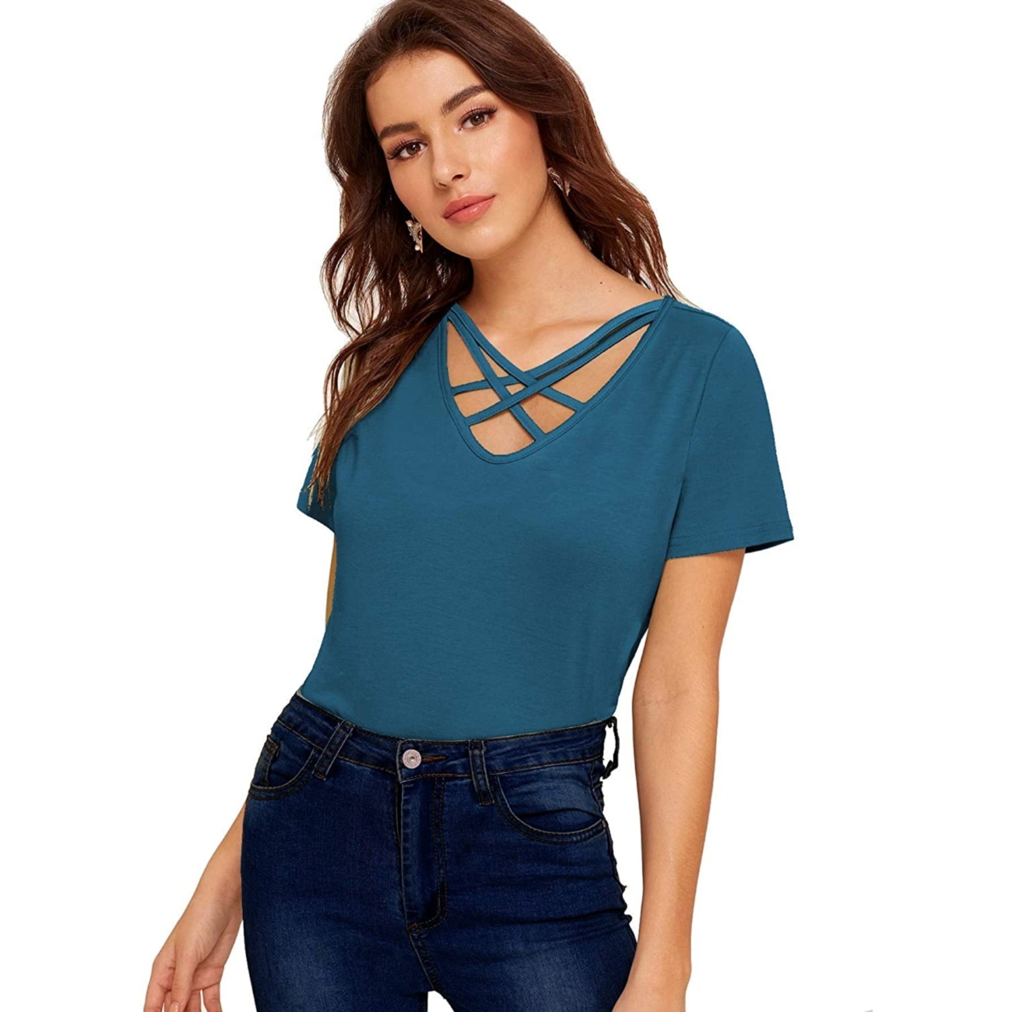 Women's Cross V-neck Top