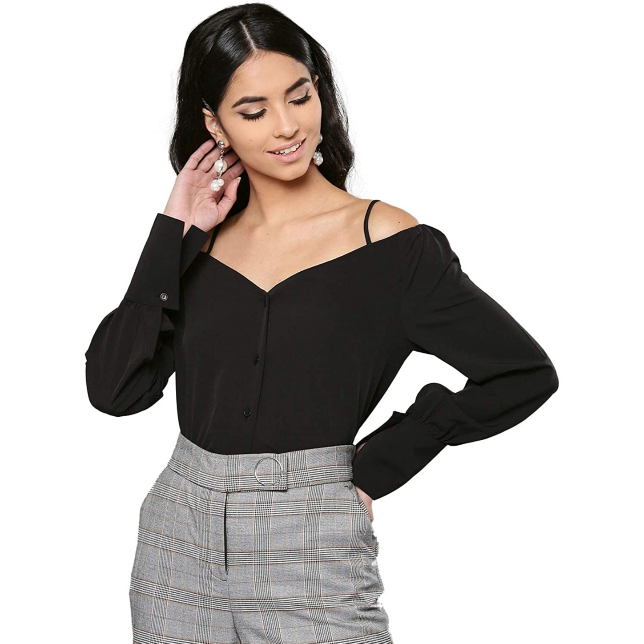 Women's Shoulder Strap Solid Top