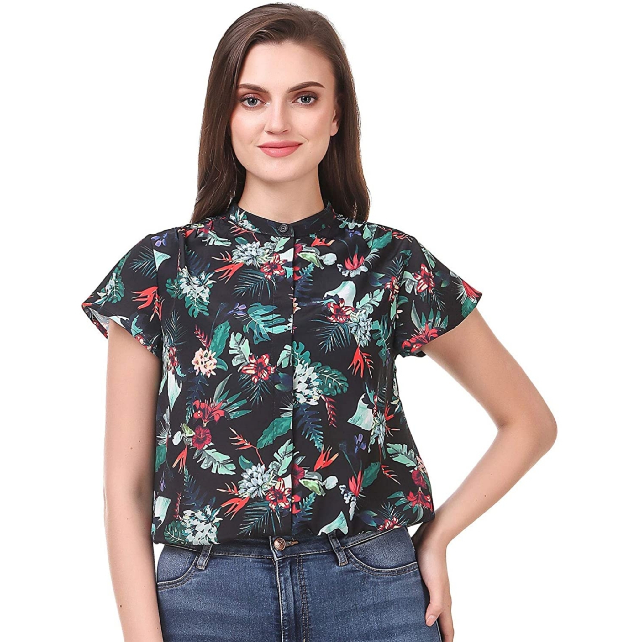 Women's Pleated Printed Regular Fit Top